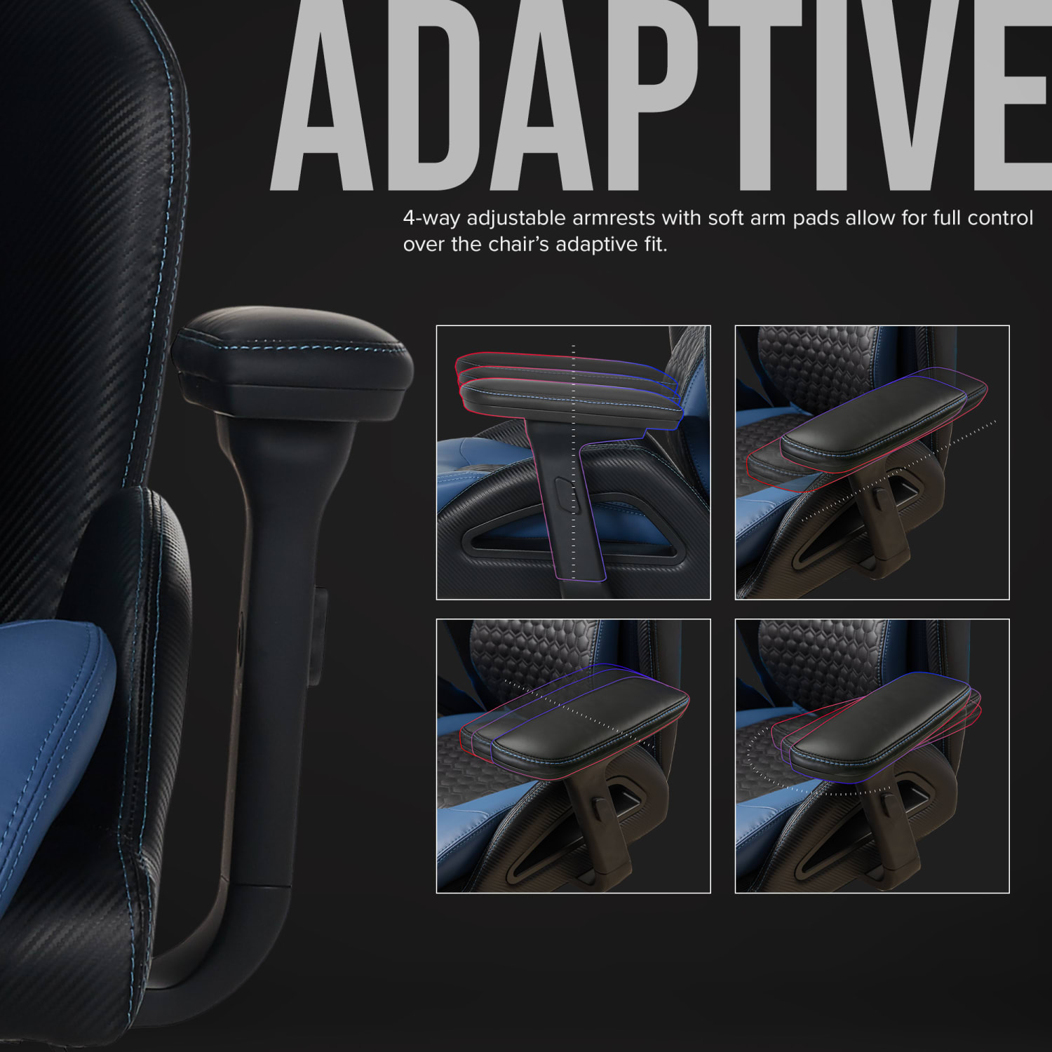 Shaquille ONeal Sciron Big  Tall Ergonomic High Back Vegan Leather Executive Gaming Office Chair BlackBlue PopularChairscom