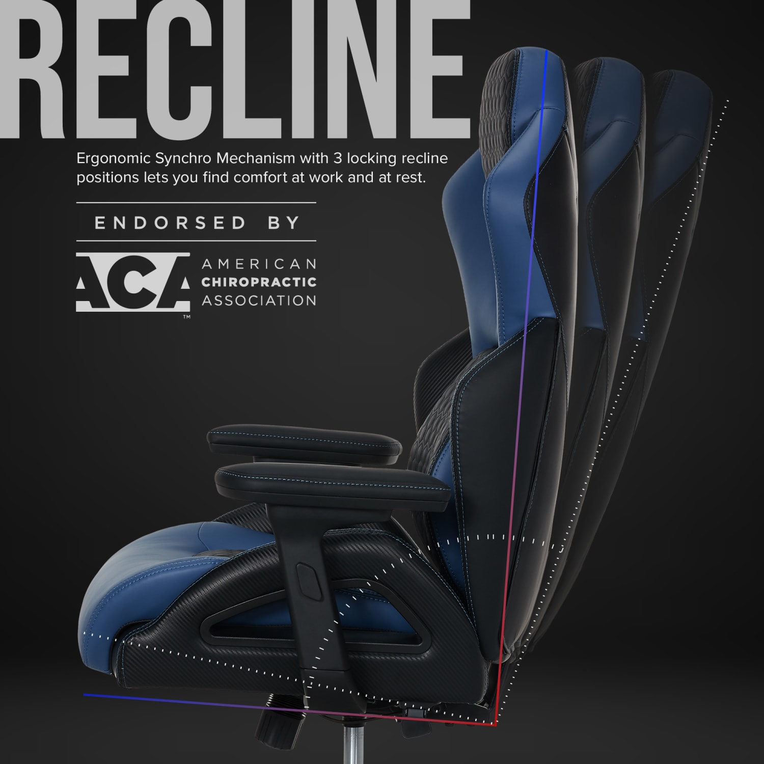 Shaquille ONeal Sciron Big  Tall Ergonomic High Back Vegan Leather Executive Gaming Office Chair BlackBlue PopularChairscom
