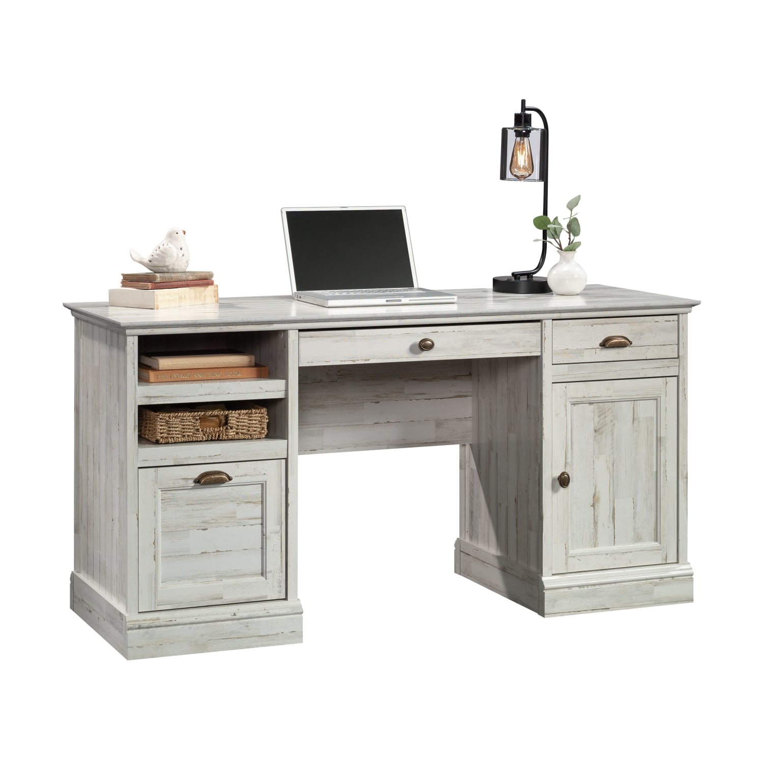 Sauder Barrister Lane 59inW Executive Computer Desk, White Plank - Image 3