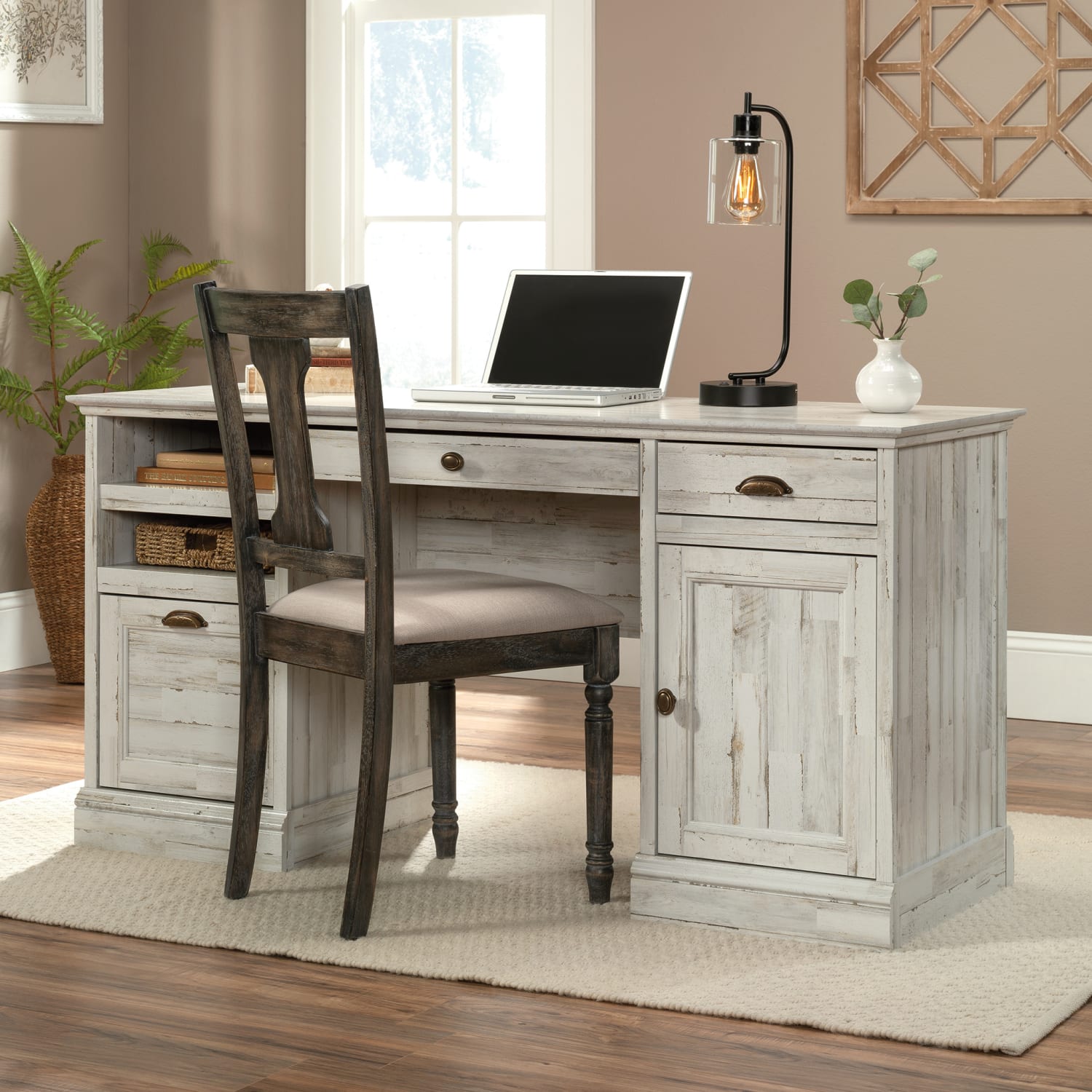 Sauder Barrister Lane 59inW Executive Computer Desk, White Plank - Image 5
