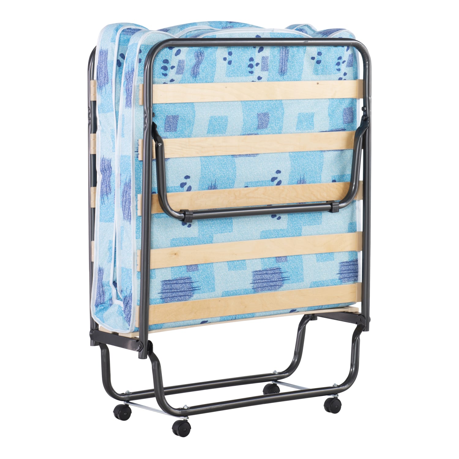 Linon Tilden Folding Bed, 15inH x 31-1/2inW x 74-13/16inD, Blue/White - Image 5