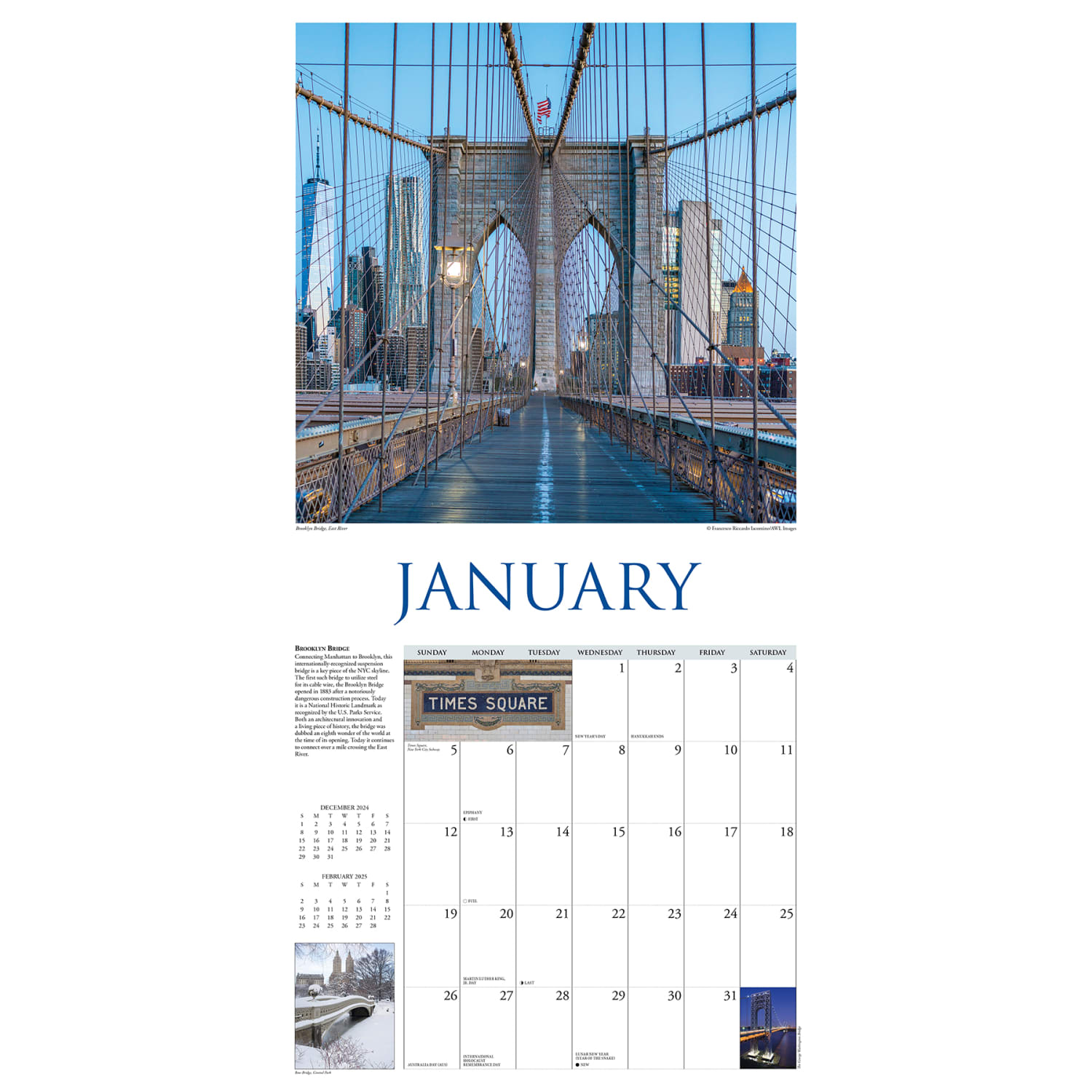 2025 Willow Creek Press Scenic Monthly Wall Calendar, 12in x 12in, Walk in New York, January To December, 41215 - Image 3
