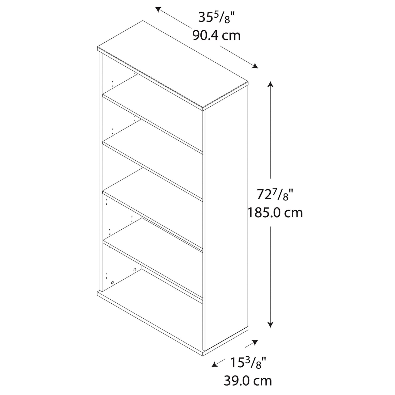 Bush Business Furniture Components 73inH 5-Shelf Bookcase, Mahogany, Standard Delivery - Image 4