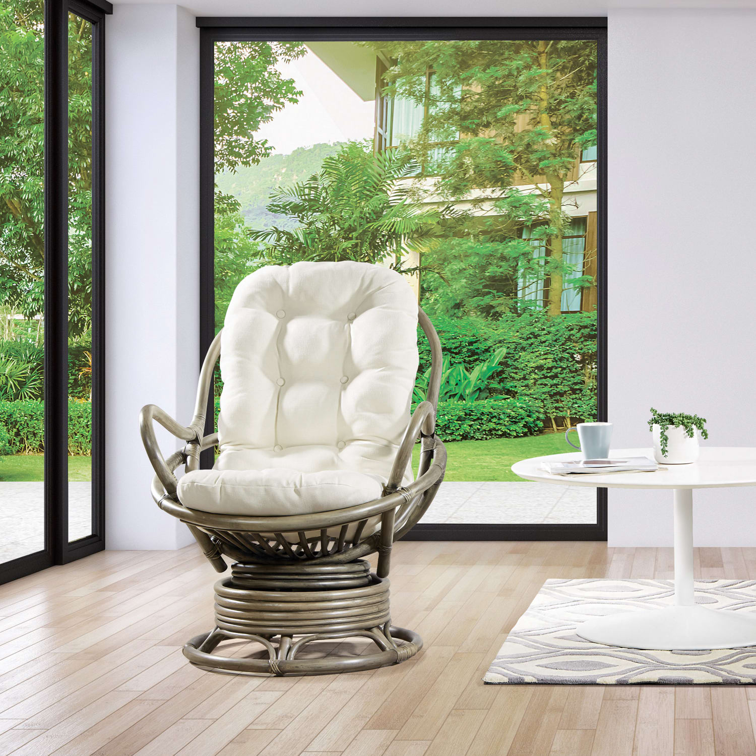 Office Star Tahiti Rattan Swivel Rocker Accent Chair WhiteGray PopularChairscom Office Star Tahiti Rattan Swivel Rocker Accent Chair WhiteGray PopularChairscom