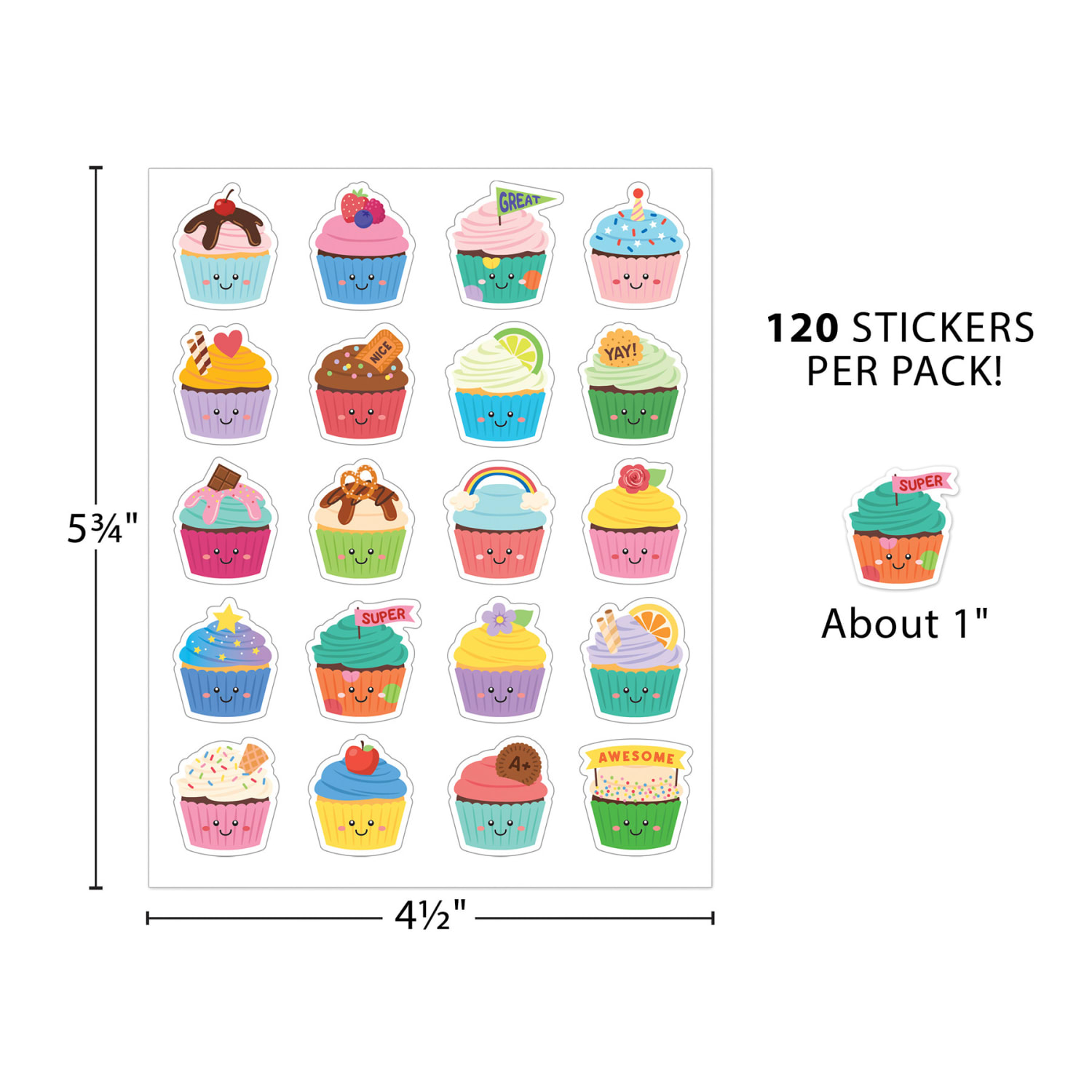 Teacher Created Resources Smelly Stickers, Cupcake, 120 Per Pack, Set Of 6 Packs - Image 4
