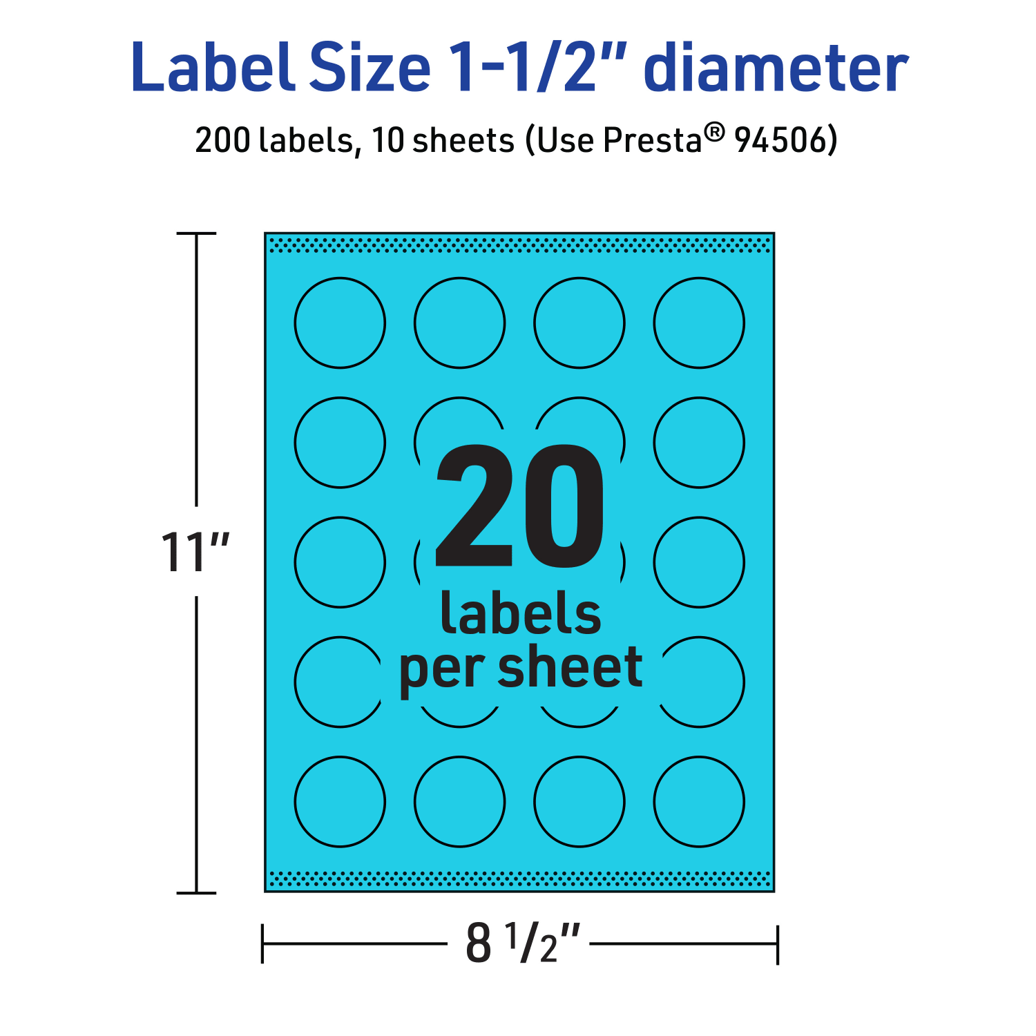 Avery Print-To-The-Edge Labels With Sure Feed Technology And Easy Peel Label Feature, 94506-BBP10, Round, 1-1/2in, Matte Bright Blue, Pack of 200 - Image 6