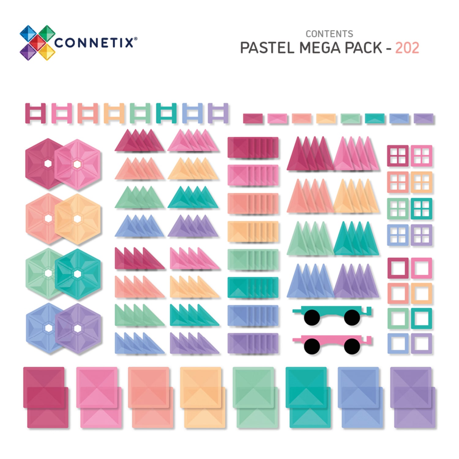 Connetix Magnetic Tiles Pastel Mega Pack, 202 Pieces - Image 3