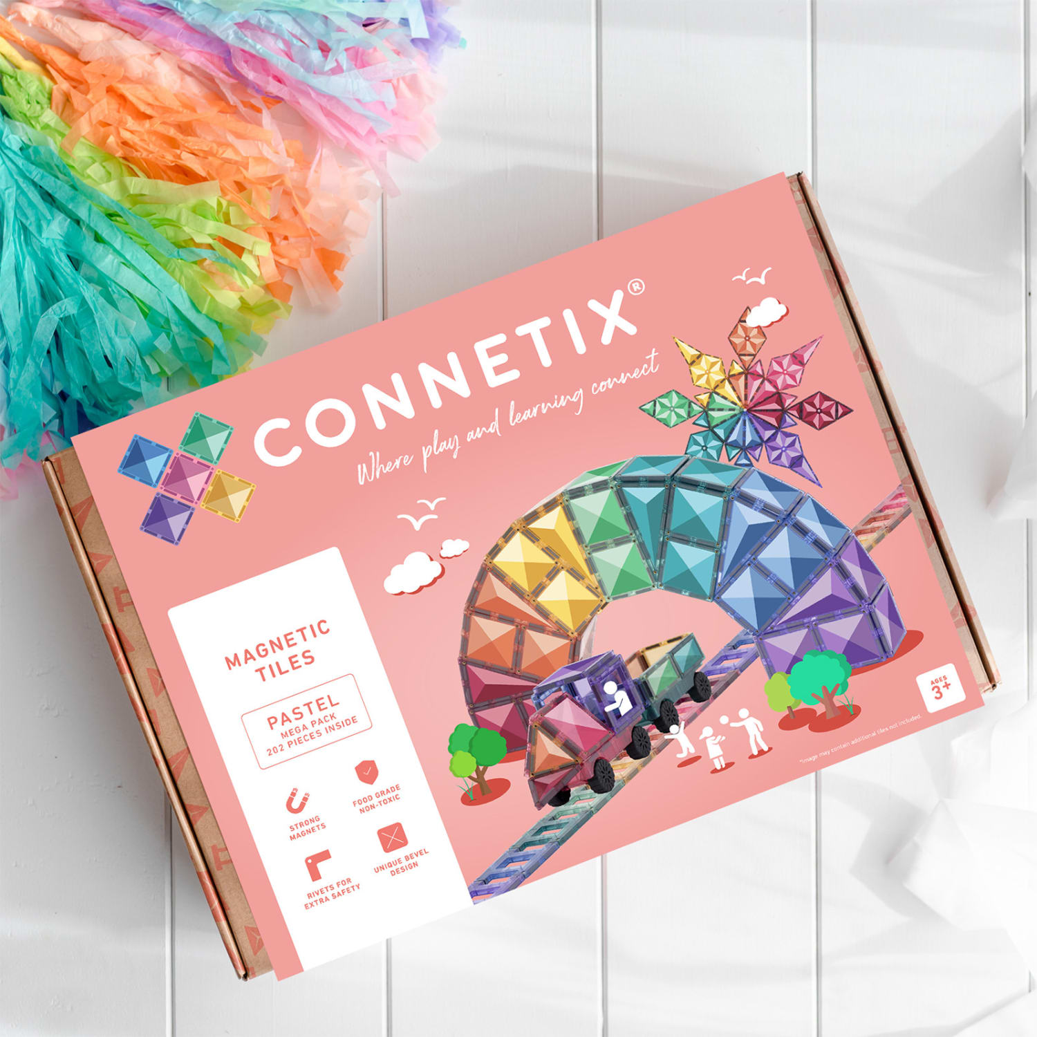 Connetix Magnetic Tiles Pastel Mega Pack, 202 Pieces - Image 4