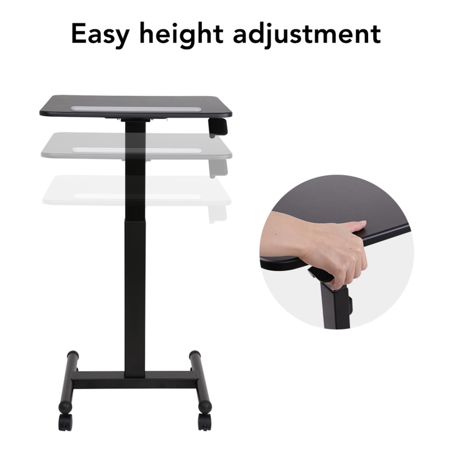 FlexiSpot MT3 Height-Adjustable Desk Mobile Workstation, 45inH x 23-5/8inW x 20-1/2inD, Black - Image 3