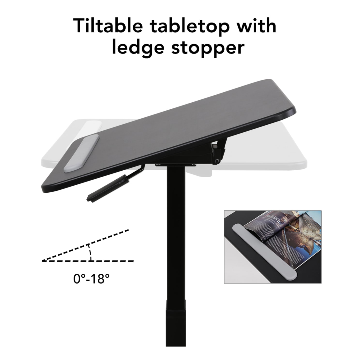 FlexiSpot MT3 Height-Adjustable Desk Mobile Workstation, 45inH x 23-5/8inW x 20-1/2inD, Black - Image 4