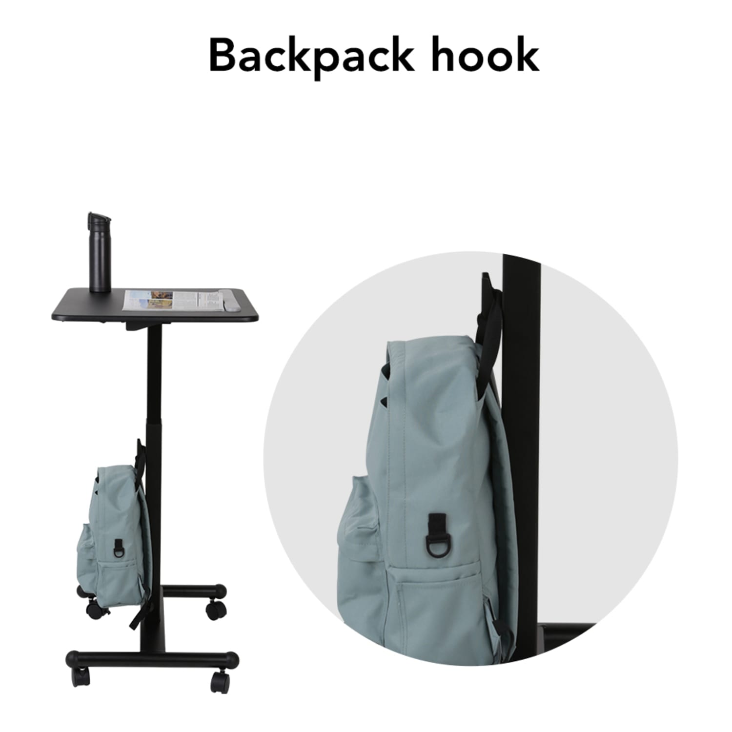 FlexiSpot MT3 Height-Adjustable Desk Mobile Workstation, 45inH x 23-5/8inW x 20-1/2inD, Black - Image 5