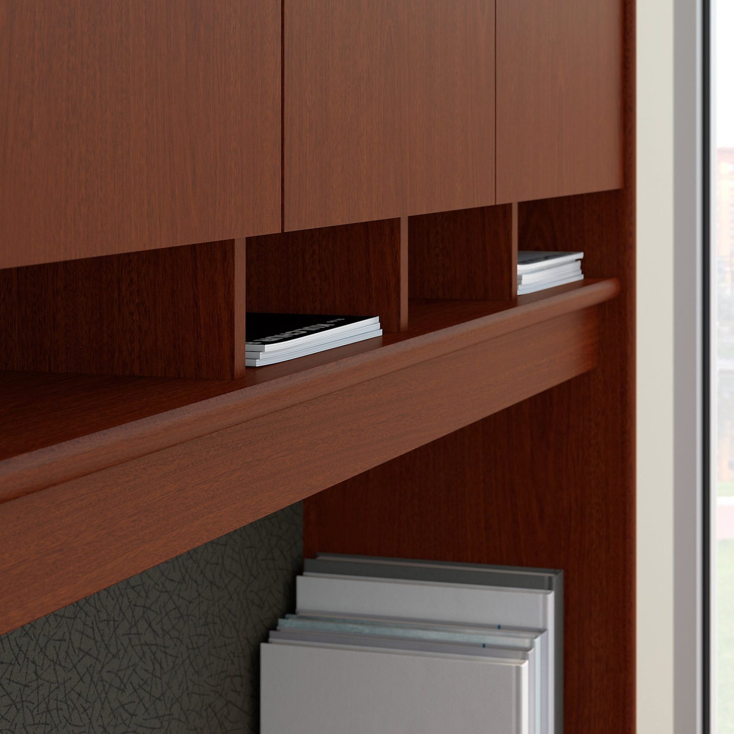 Bush Business Furniture Series C Components 4 Door Hutch, 72inW, Mahogany, Standard Delivery - Image 4