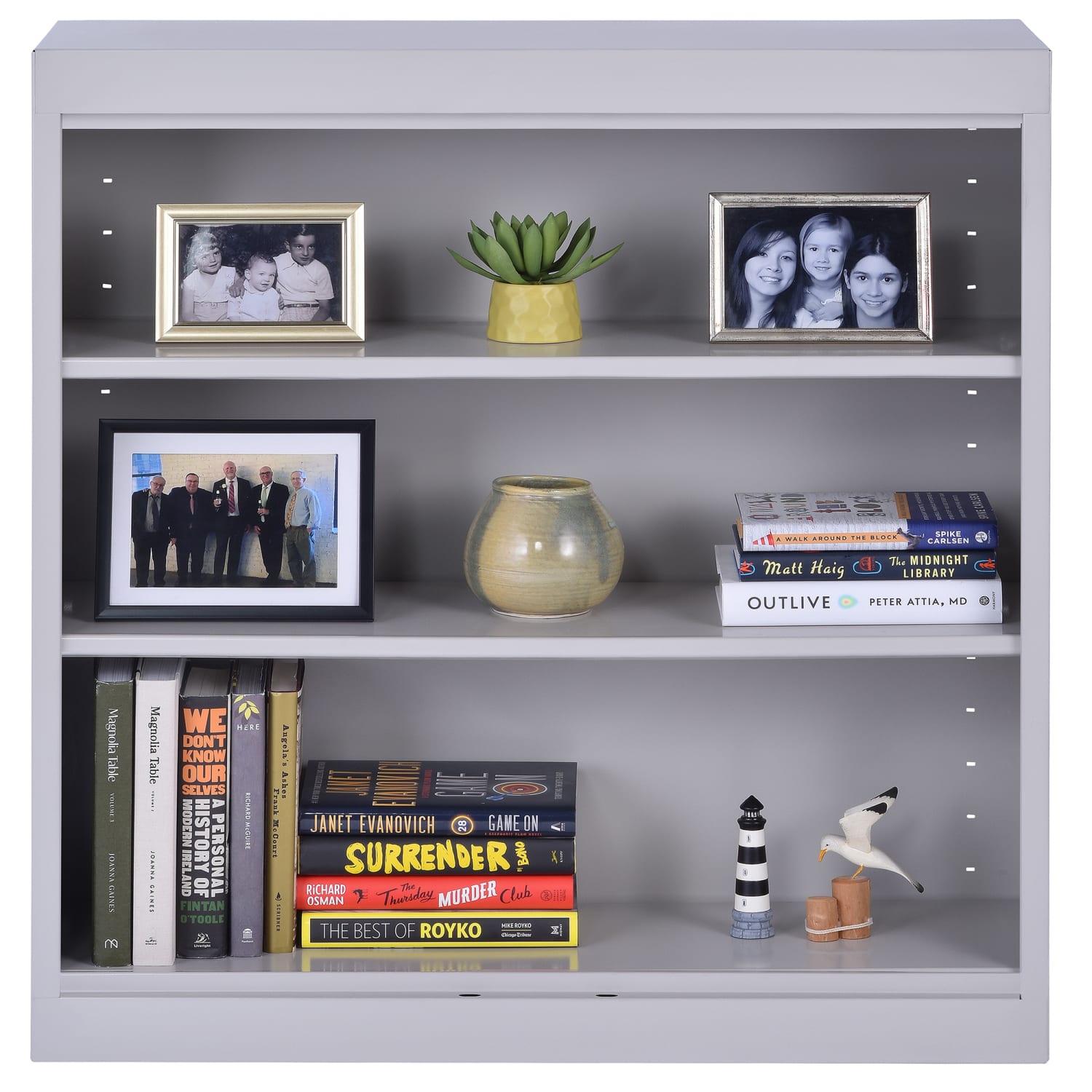 Sandusky 3-Shelf Welded Steel Bookcase, 36inH x 36inW x 12inD, Dove Gray - Image 5
