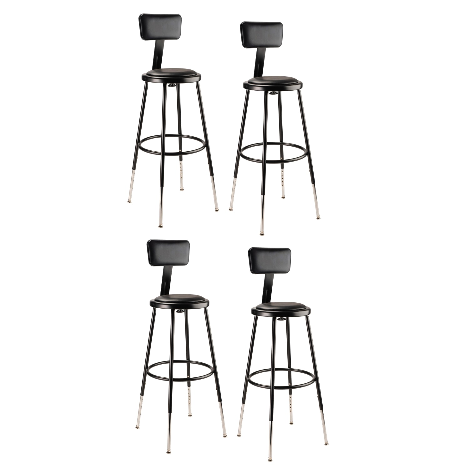National Public Seating 6400H10 AdjustableHeight Stools With Backrests 25inH Black Set Of 4 Stools PopularChairscom National Public Seating 6400H 10 Adjustable Height Stools With Backrests 25inH Black Set Of 4 Stools PopularChairscom