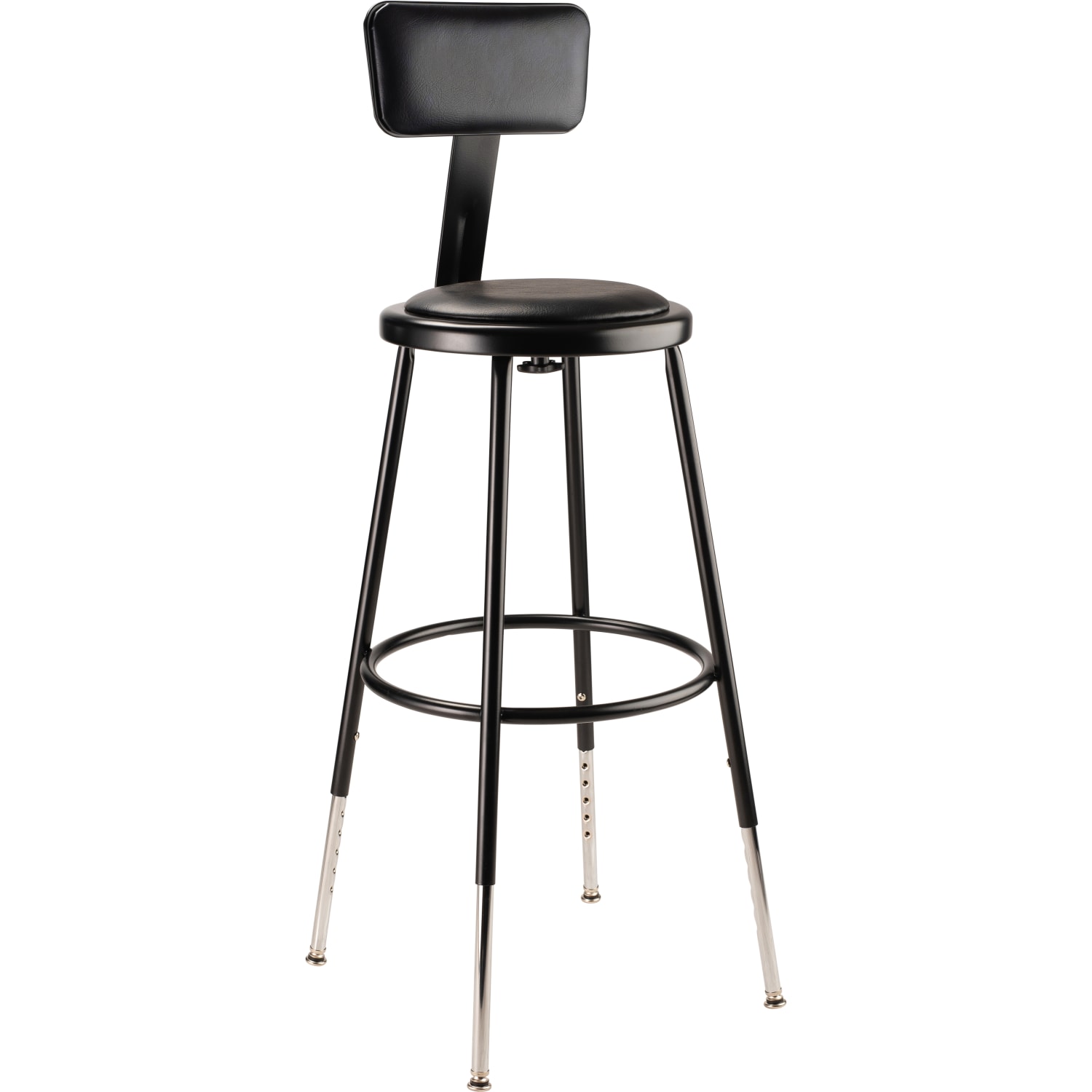 National Public Seating 6400H-10 Adjustable-Height Stools With Backrests, 25inH, Black, Set Of 4 Stools - Image 3