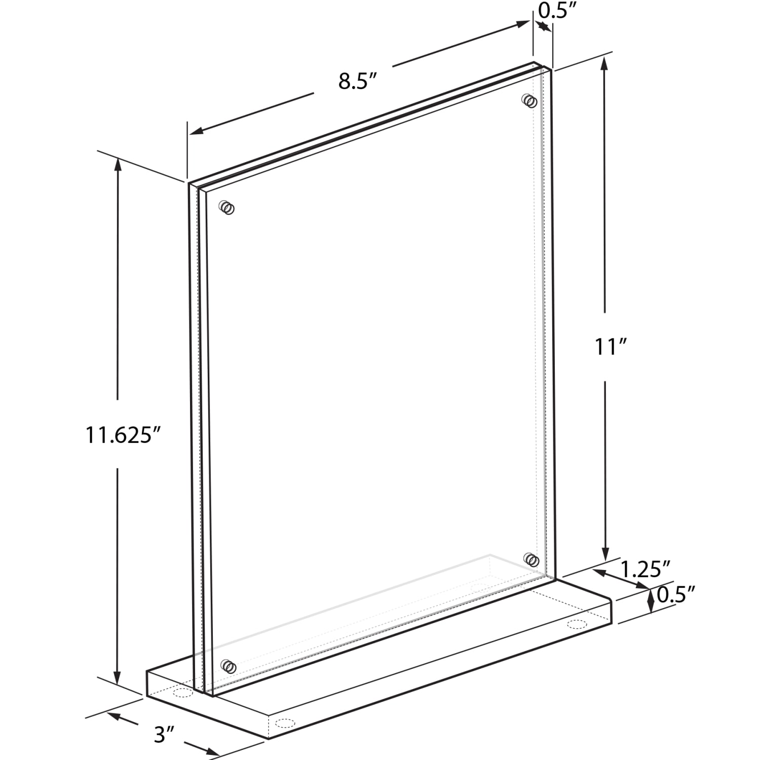 Azar Displays Acrylic Vertical Slim Deluxe Block Frame, 11inH x 8-1/2inW x 3'D, Clear - Image 3