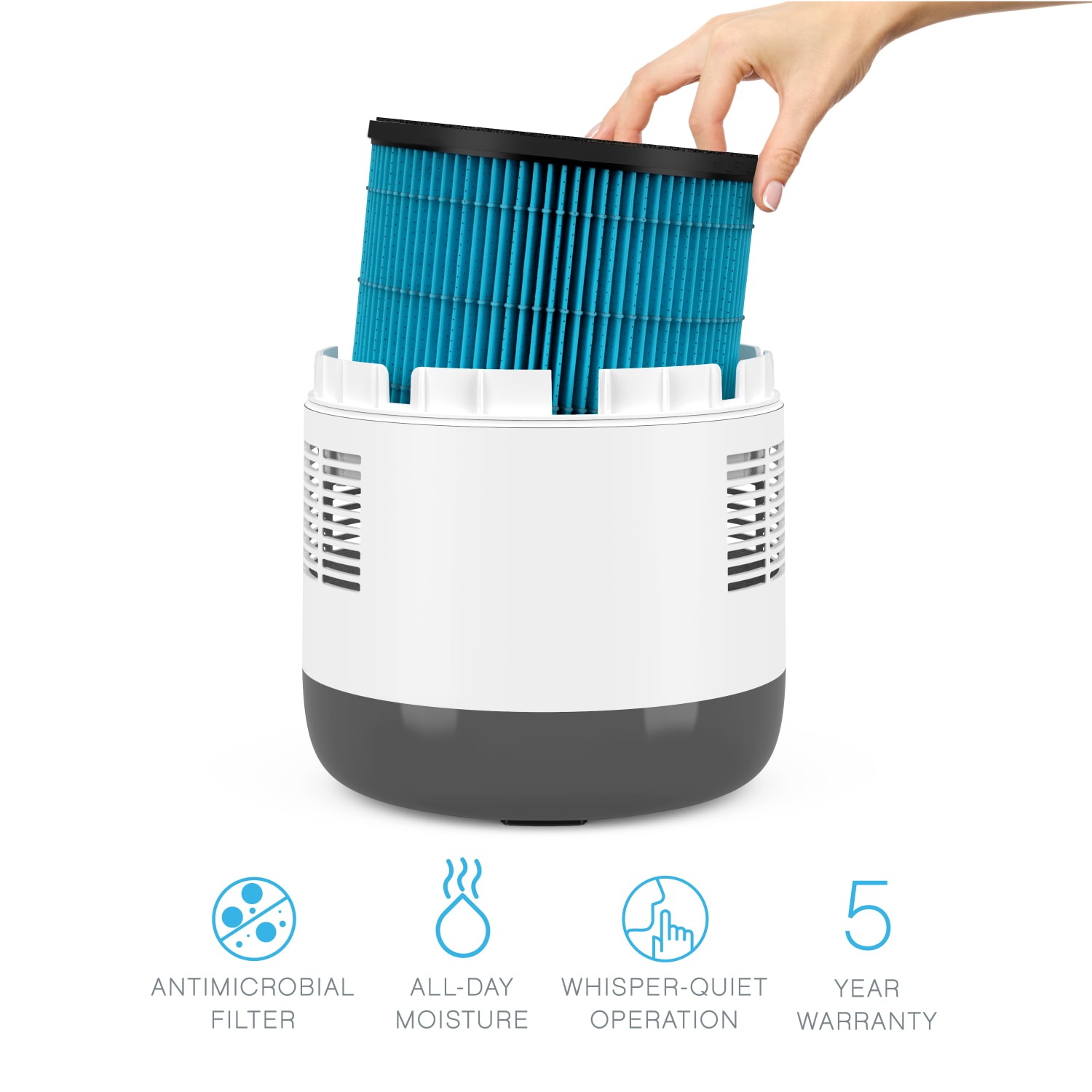 Pure Enrichment MistAire Eva 4-Speed Evaporative Humidifier, 13-1/2inH x 9-1/2inW x 9-1/2inD - Image 4