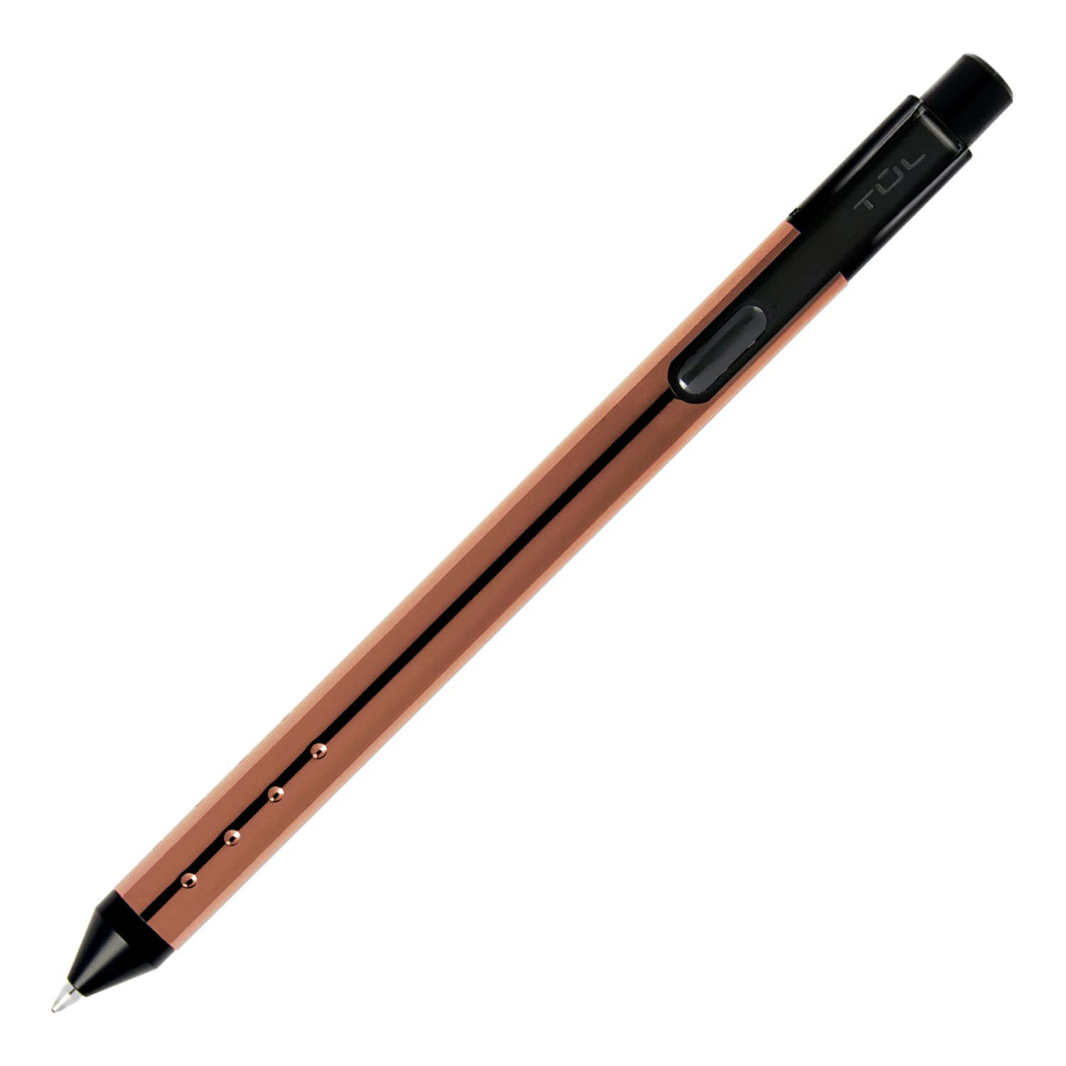 TUL Fine Writing Solid Metal Barrel Retractable Gel Pen with 2 Refills, Medium Point, 0.7 mm, Rose Gold Barrel, Black/Blue Ink - Image 3