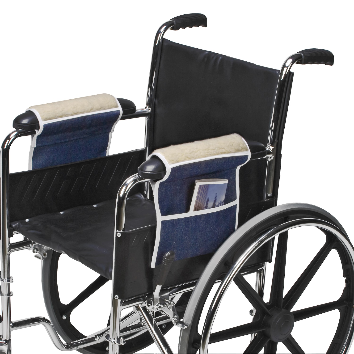 DMI Wheelchair Armrest Covers With Storage Pouches, 10in x 9in, Denim, Pack Of 2 - Image 3