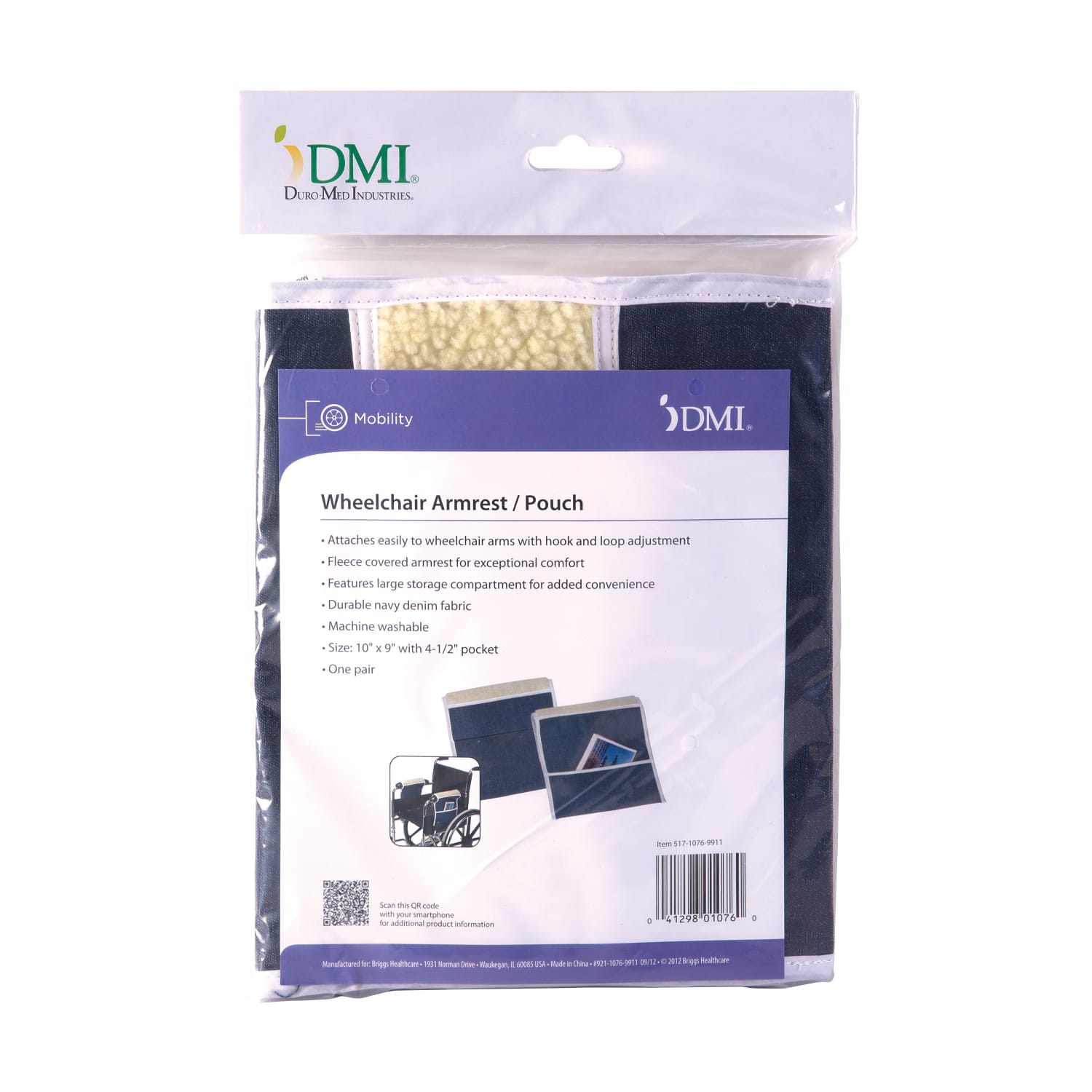 DMI Wheelchair Armrest Covers With Storage Pouches, 10in x 9in, Denim, Pack Of 2 - Image 6