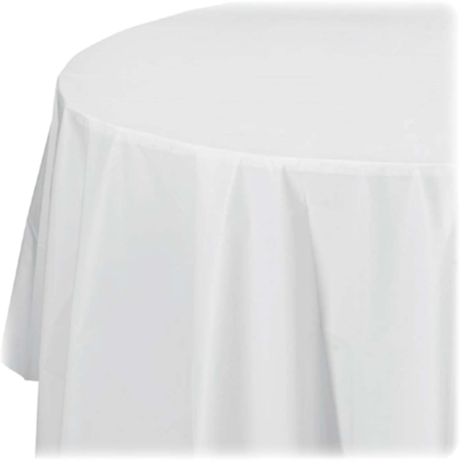 Genuine Joe Plastic Round Tablecovers - 84in Diameter - Plastic - White - 24 / Carton - Image 5