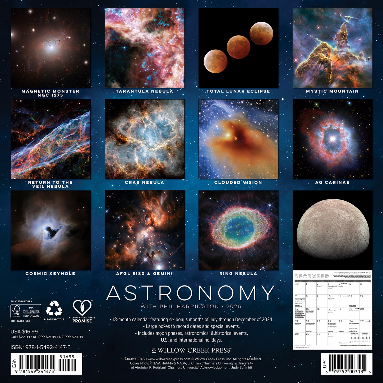 2025 Willow Creek Press Scenic Monthly Wall Calendar, 12in x 12in, Astronomy, January To December, 41475 - Image 6