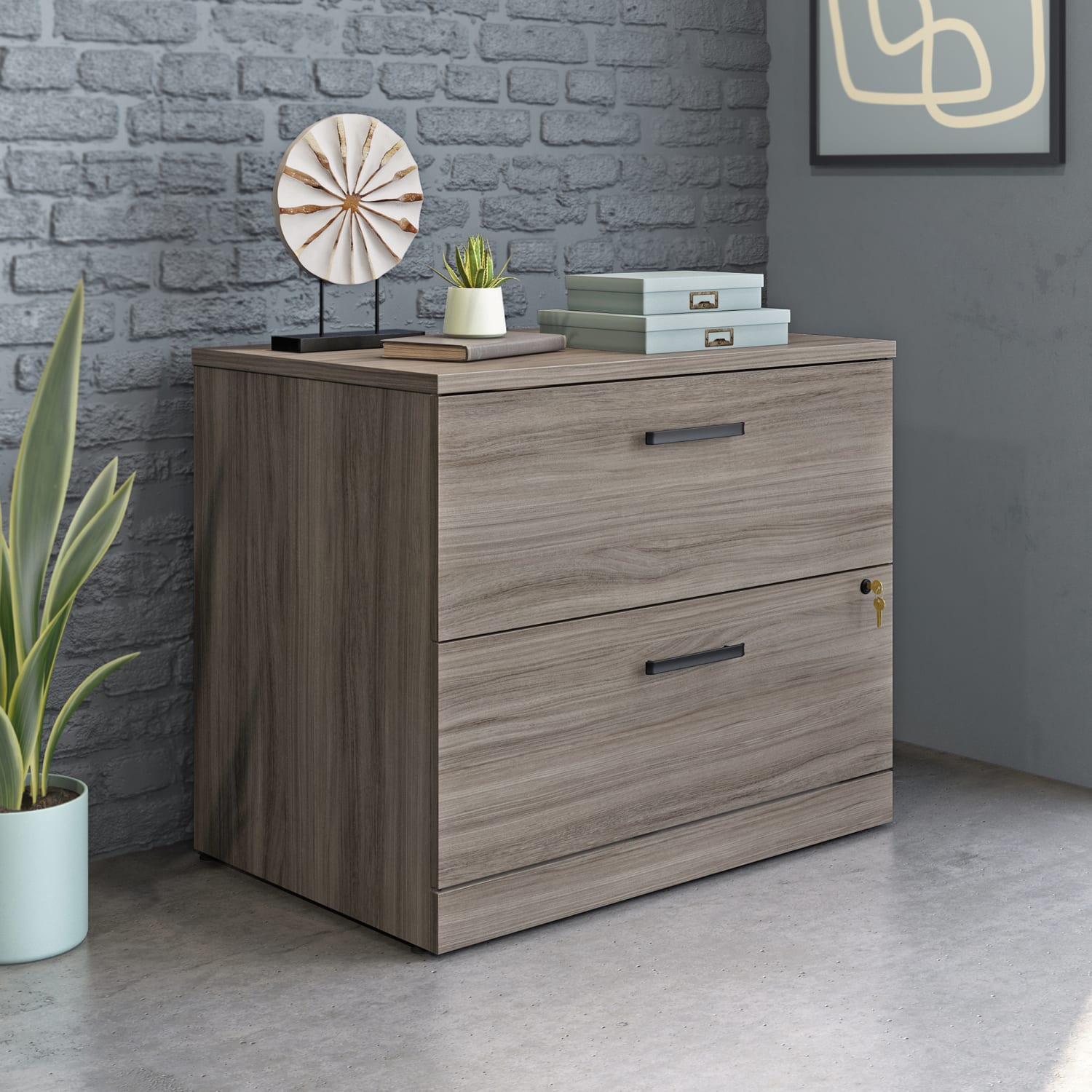 Sauder Affirm Commercial 35-3/8inW x 23-1/2inD Lateral 2-Drawer File Cabinet, Hudson Elm - Image 3