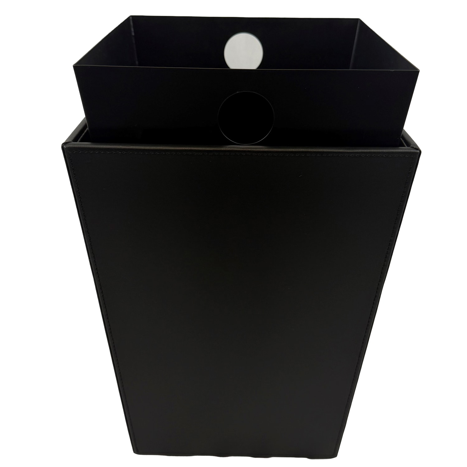Hospitality Source Wood/Metal Waste Bins, 9-1/2in x 9-1/2in x 12-1/2in, Black, Set Of 6 Bins - Image 3