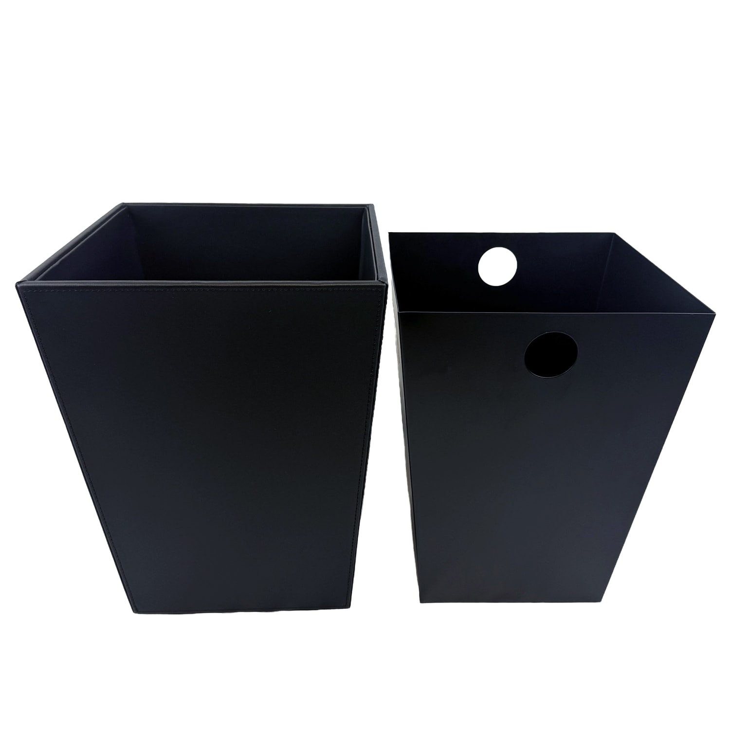 Hospitality Source Wood/Metal Waste Bins, 9-1/2in x 9-1/2in x 12-1/2in, Black, Set Of 6 Bins - Image 6