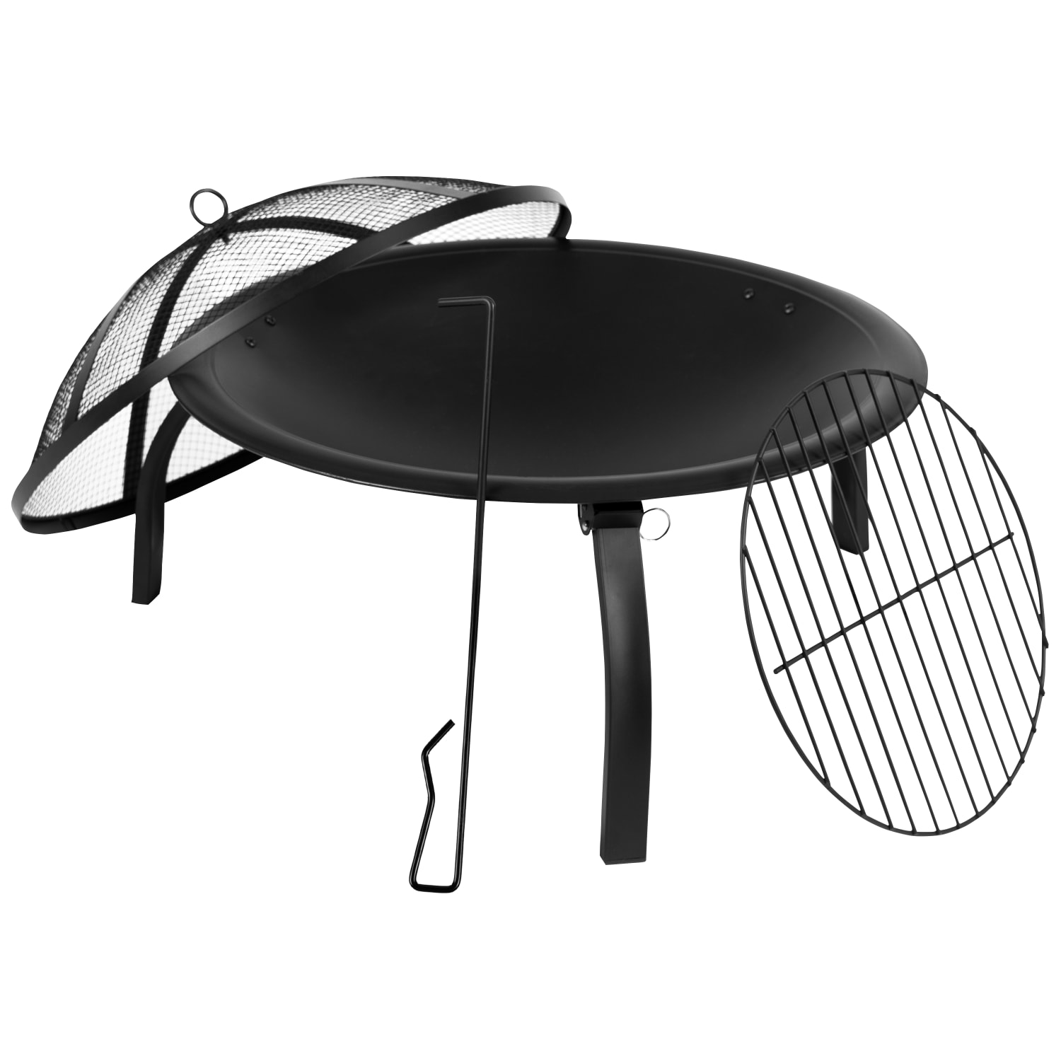 Flash Furniture Foldable Wood Burning Firepit With Mesh Spark Screen And Poker, 17inH x 24inW x 24inD, Black - Image 4