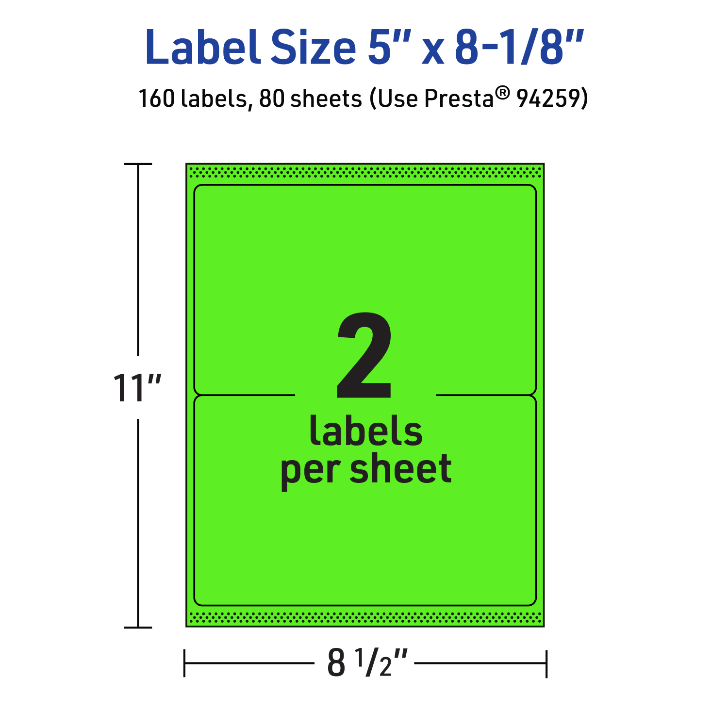 Avery Printable Labels With Sure Feed Technology, 94259-NGP80, Rectangle, 5in x 8-1/8in, Matte Neon Green, Pack of 160 - Image 6