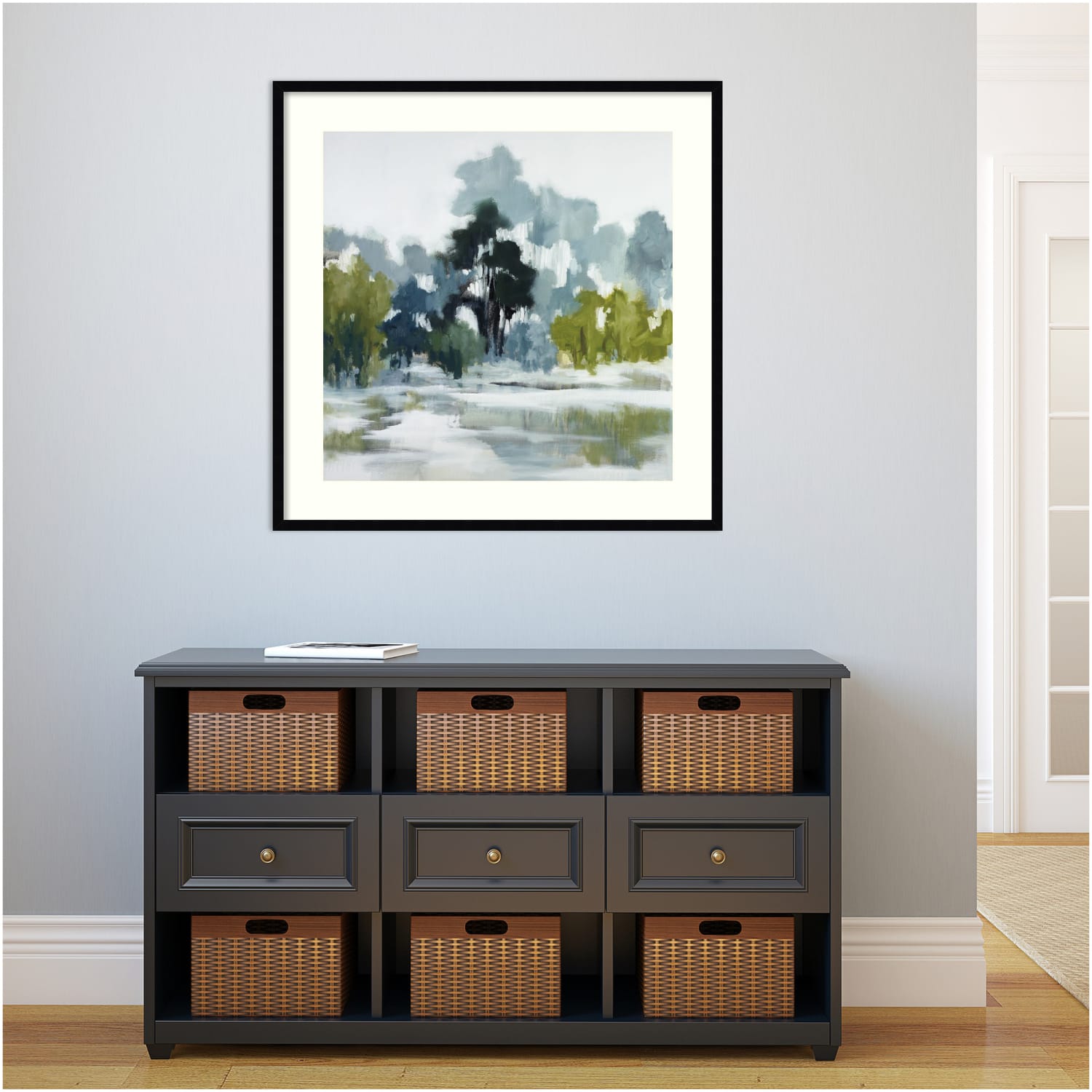 Amanti Art Pond Reflections by Jacqueline Ellens Wood Framed Wall Art Print, 33inW x 33inH, Black - Image 5