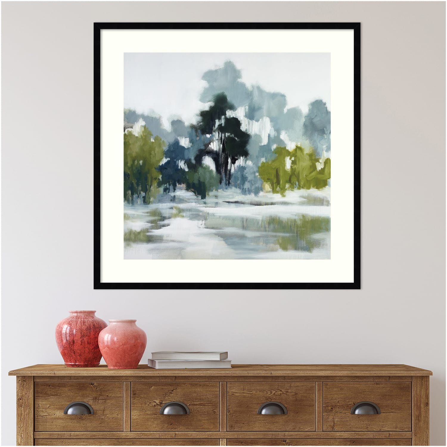 Amanti Art Pond Reflections by Jacqueline Ellens Wood Framed Wall Art Print, 33inW x 33inH, Black - Image 6