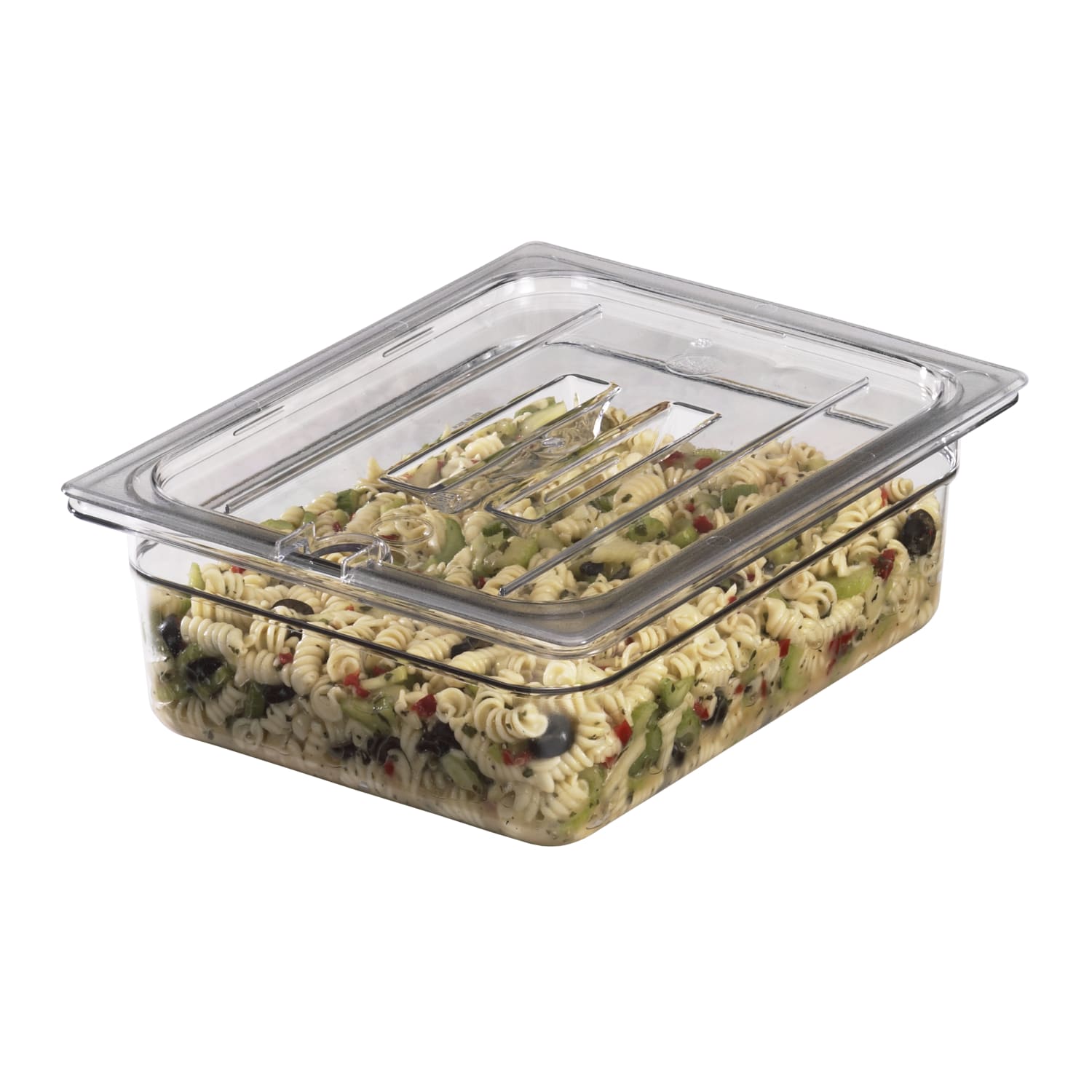 Cambro Camwear 1/2 H-Pan Notched Food Pan Lids With Handles, Clear, Set Of 6 Lids - Image 4