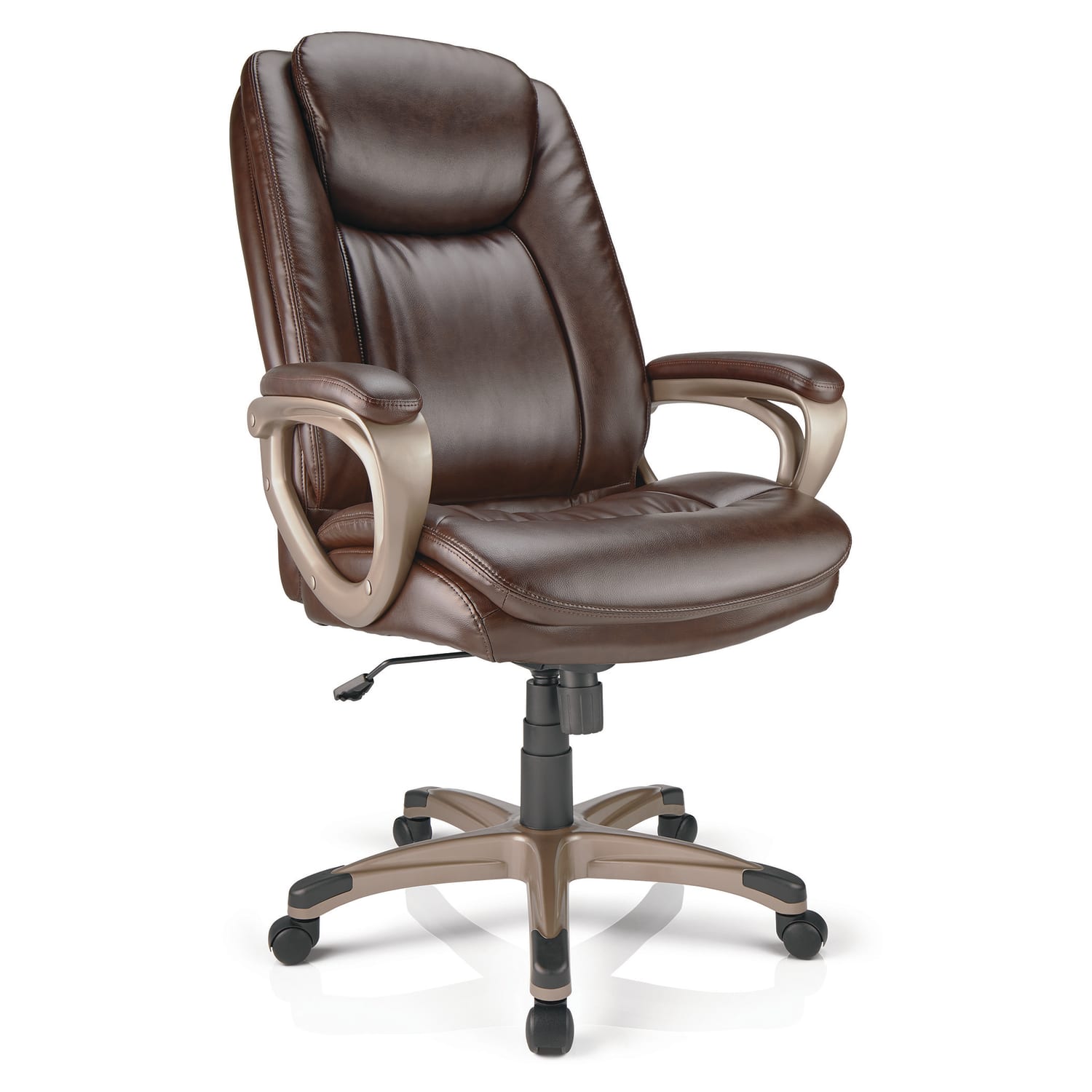 Realspace Treswell Bonded Leather HighBack Executive Office Chair BrownChampagne BIFMA Compliant PopularChairscom Realspace Treswell Bonded Leather High Back Executive Office Chair BrownChampagne BIFMA Compliant PopularChairscom