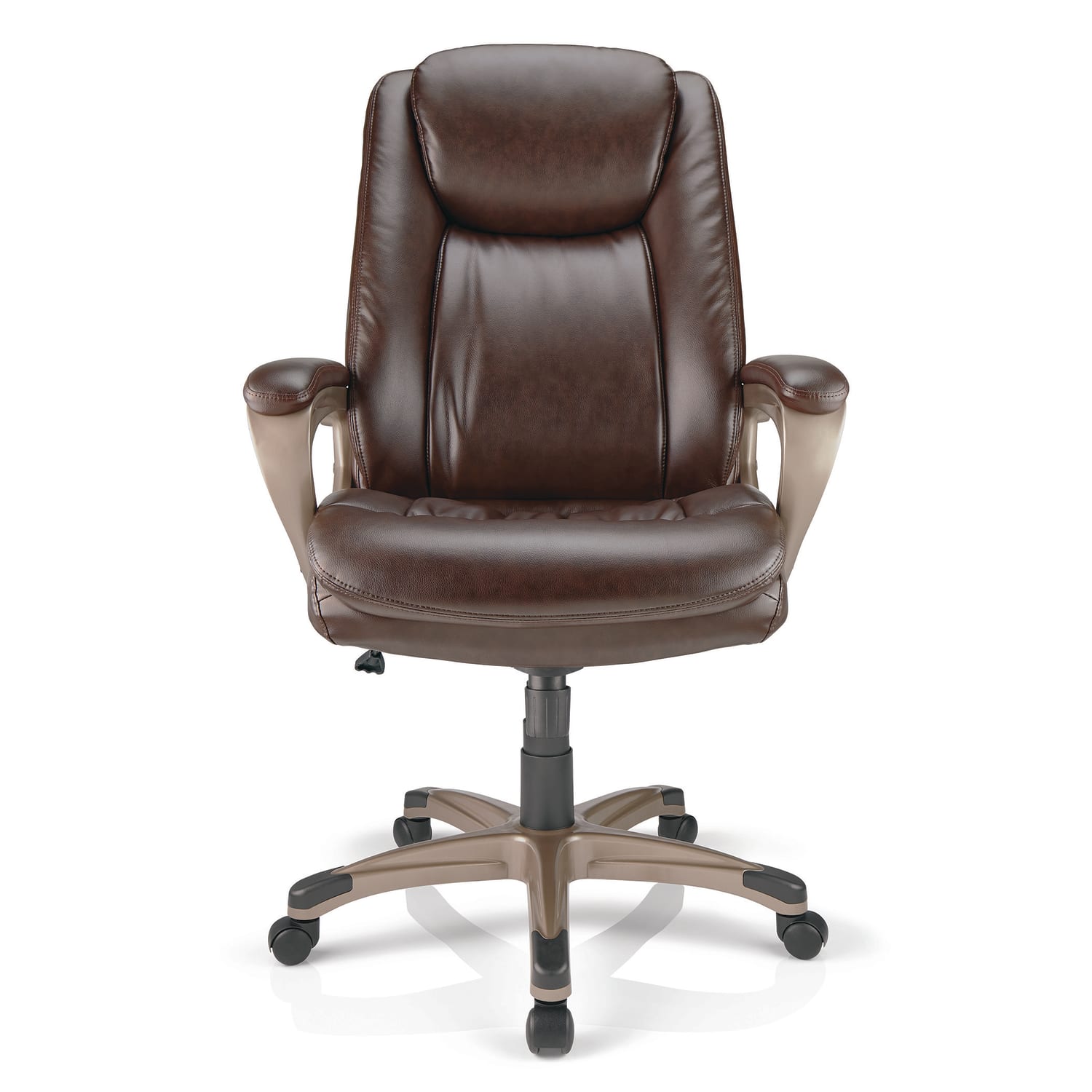Realspace Treswell Bonded Leather High-Back Executive Office Chair, Brown/Champagne, BIFMA Compliant - Image 4