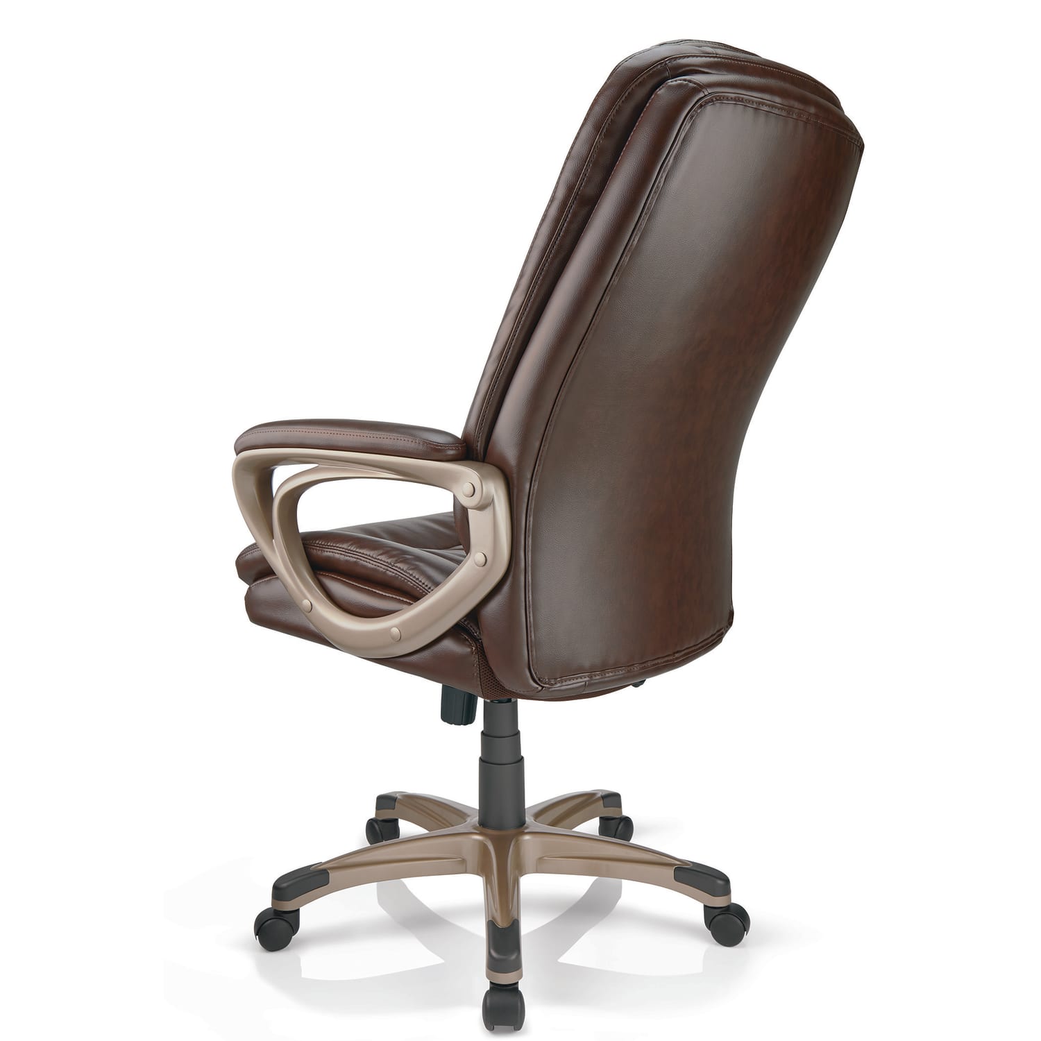 Realspace Treswell Bonded Leather High-Back Executive Office Chair, Brown/Champagne, BIFMA Compliant - Image 6