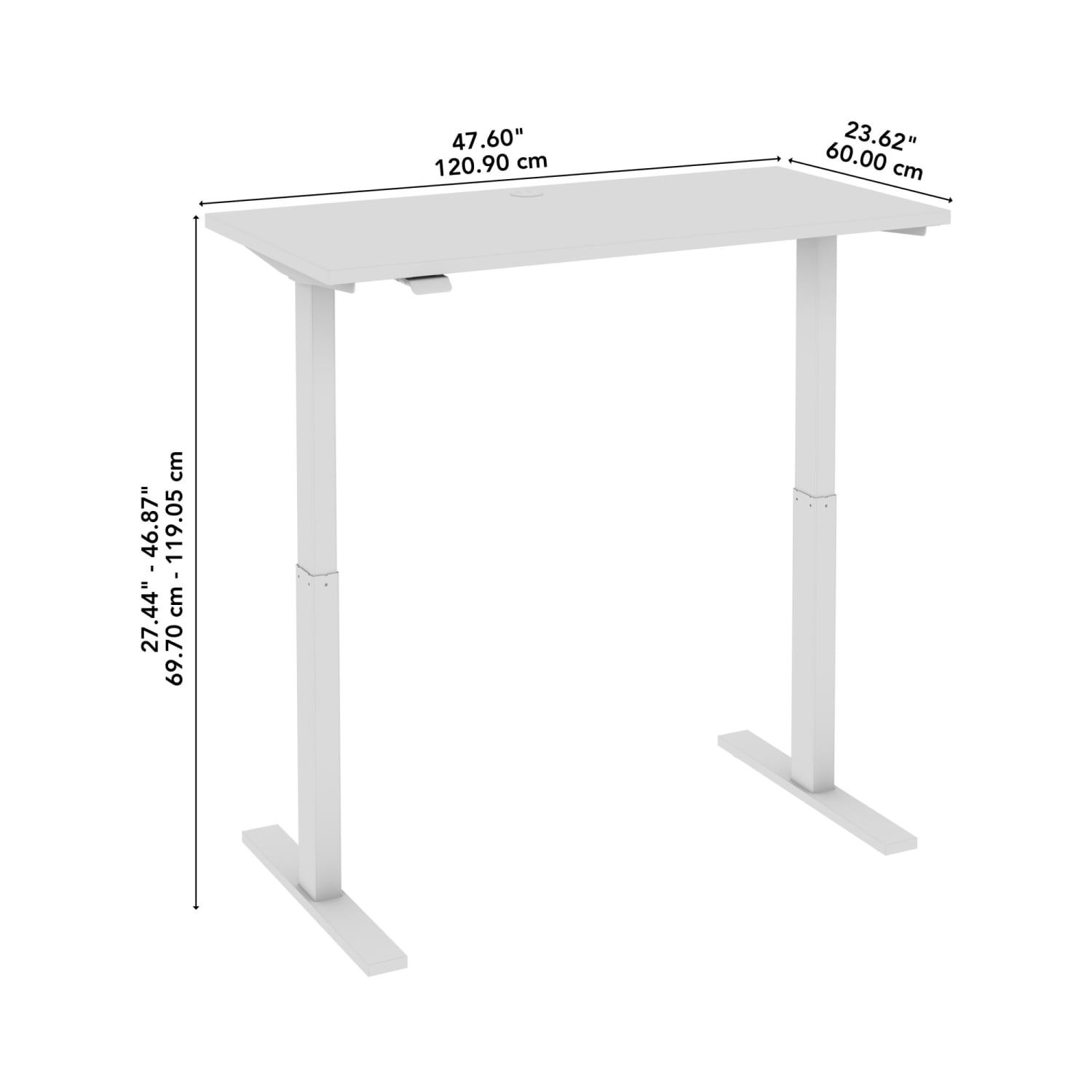 Bush Business Furniture Move 60 Series 48inW x 24inD Electric Height Adjustable Standing Desk, Modern Hickory/White Powder Coat, Standard Delivery - Image 5