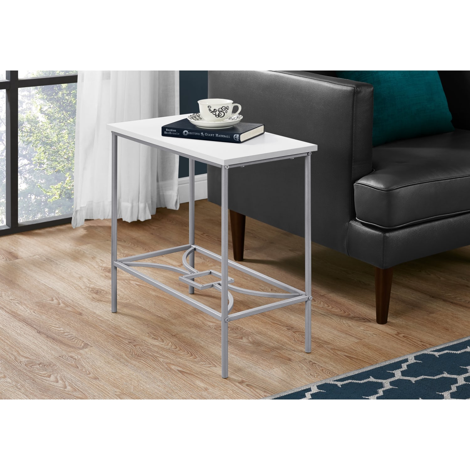 Monarch Specialties Heidi Accent Table, 22inH x 23-3/4inW x 11-3/4inD, White/Silver - Image 3
