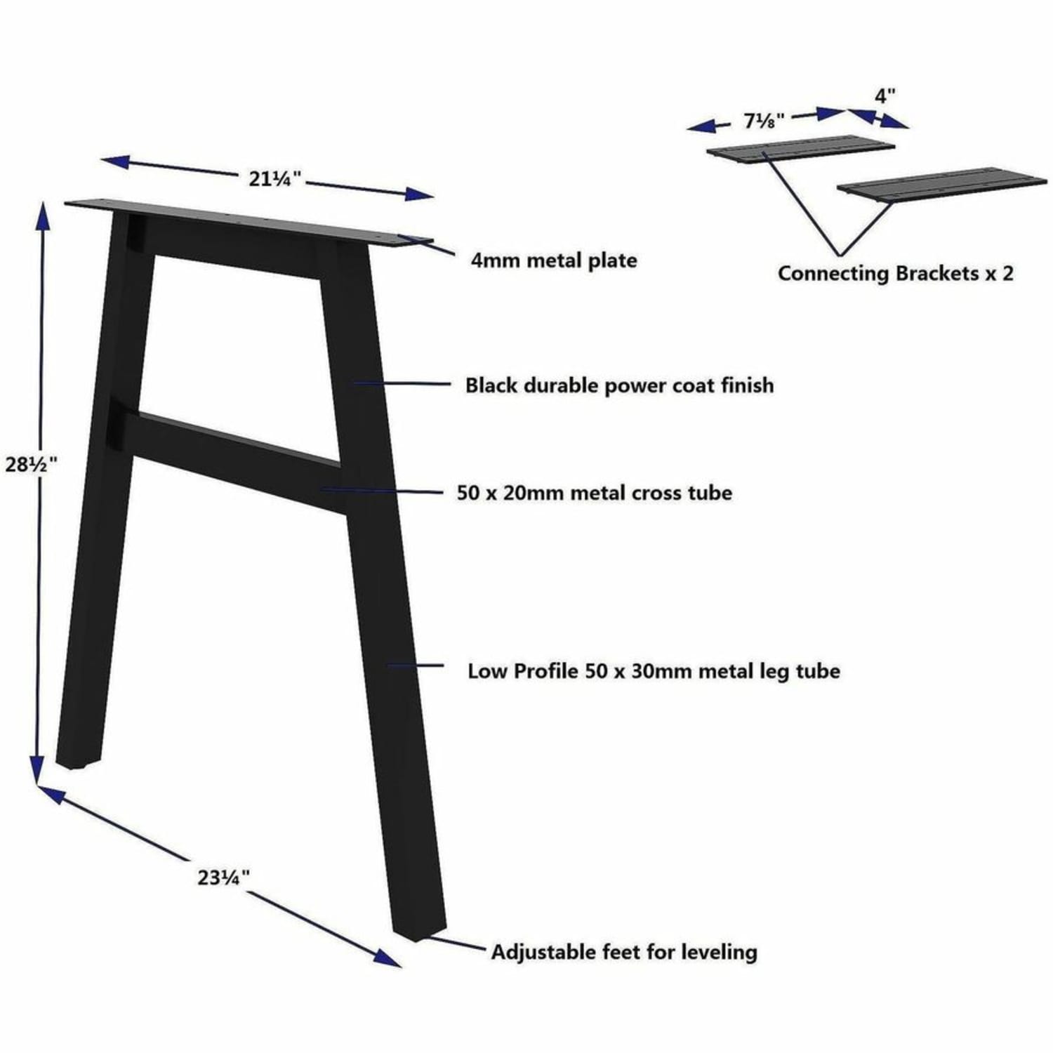Lorell Adjustable Table Leg Bases & Returns, Assembly Required, Black, 1 / Each, 16288 - Image 6