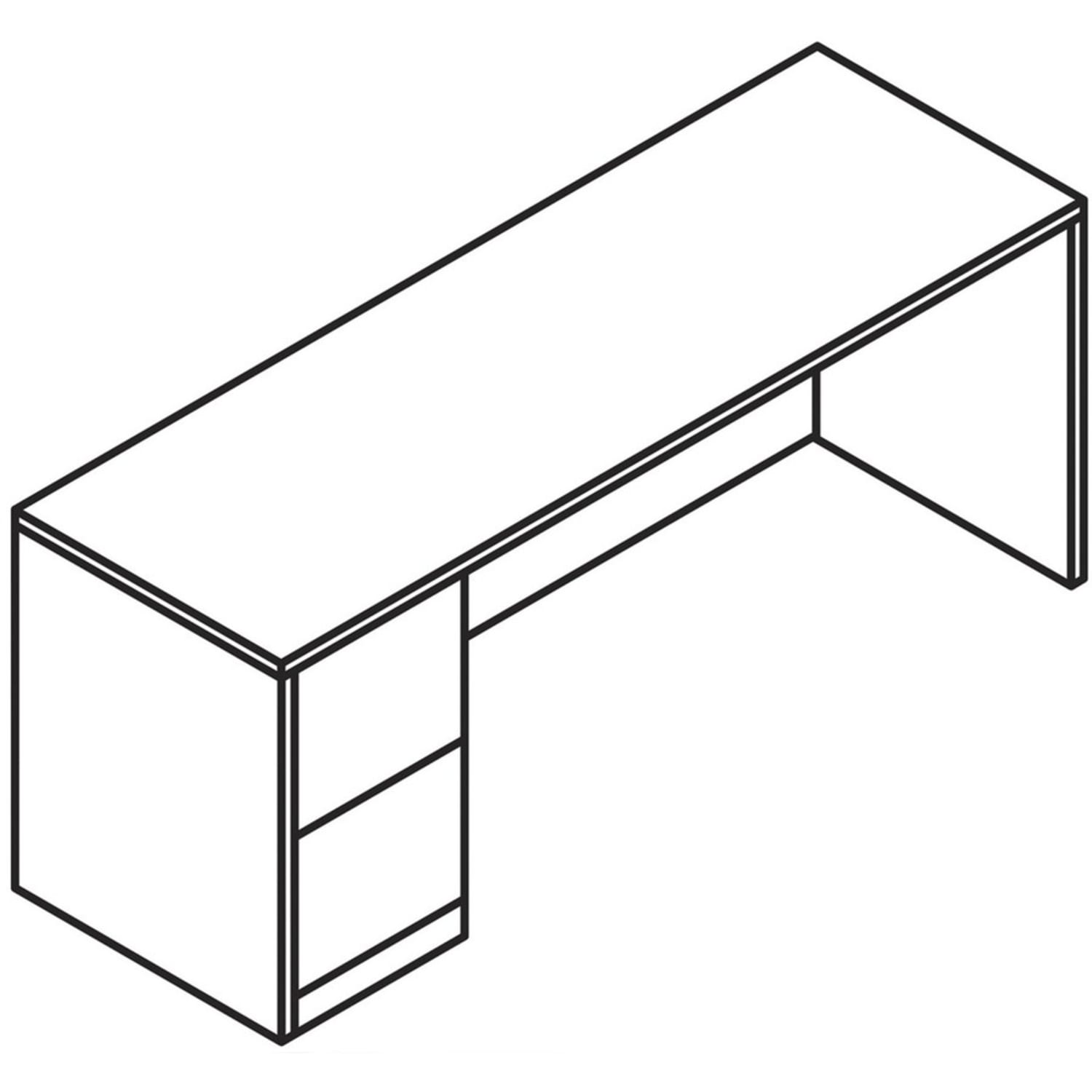 HON 10700 Series Left-Pedestal Credenza - 72in x 24in x 29.5in x 1.1in - 2 x File Drawer(s) - Single Pedestal on Left Side - Square Edge - Material: Wood - Finish: Laminate, Mahogany - Image 5