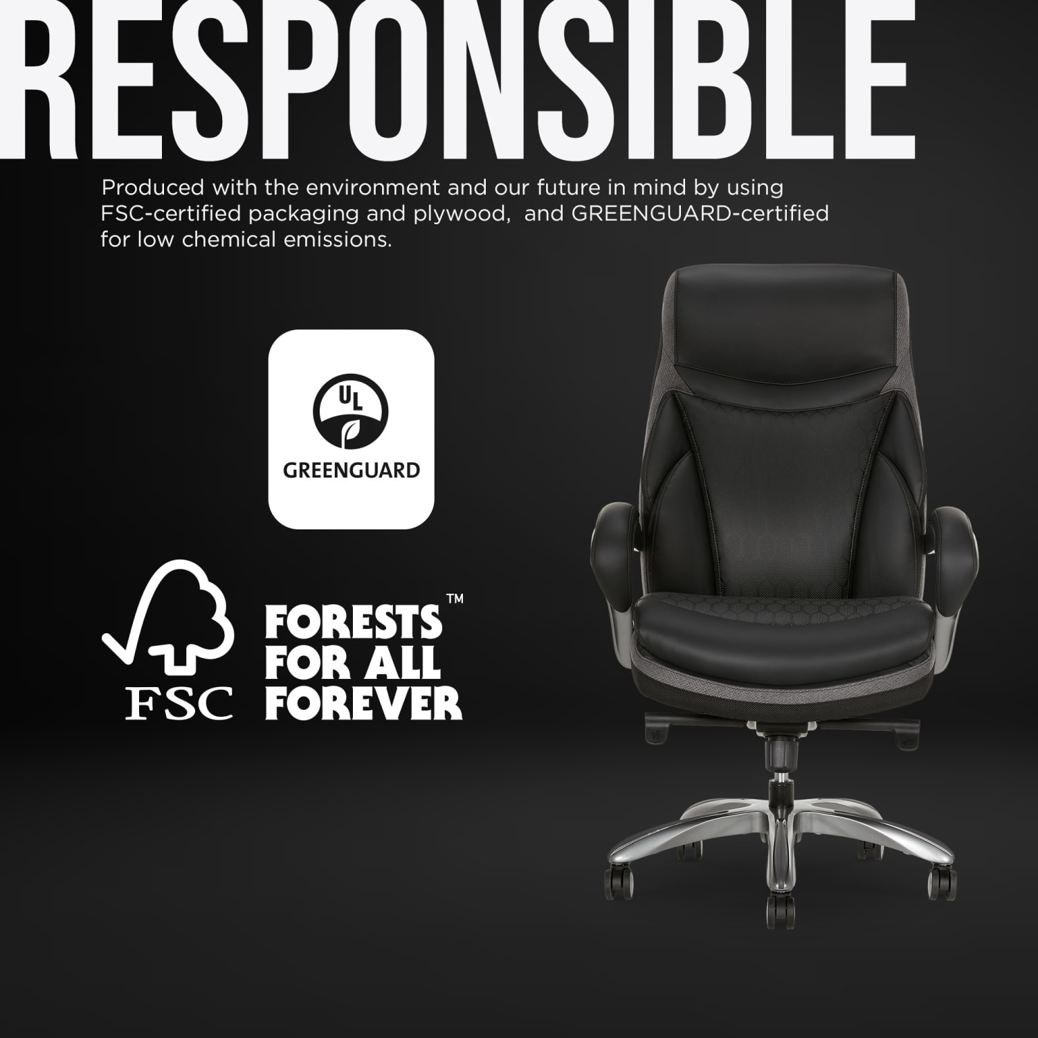 Shaquille O Neal Maximos Big  Tall Ergonomic Vegan Leather High Back Executive Office Chair BlackSilver BIFMA Compliant PopularChairscom