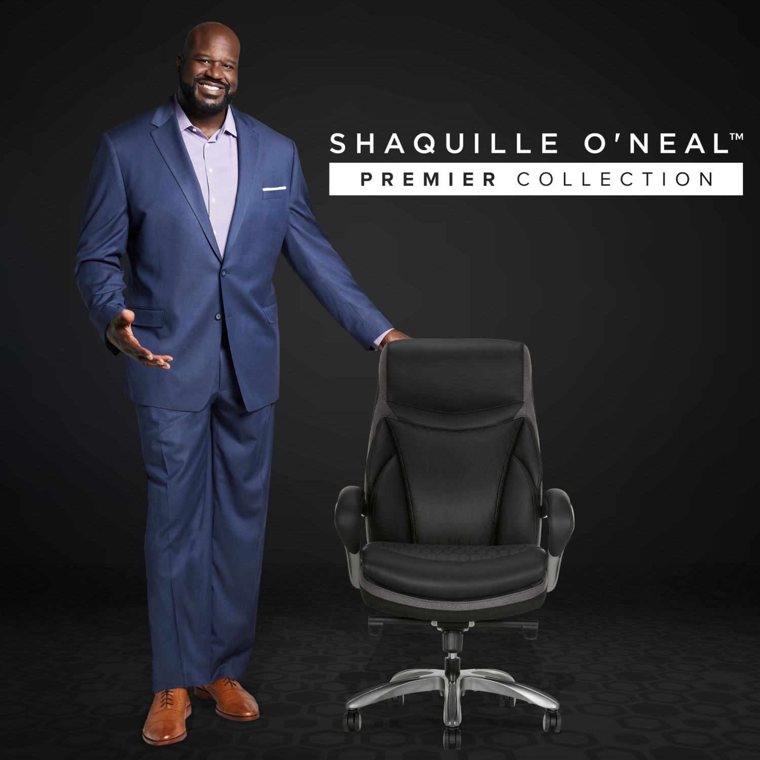 Shaquille O Neal Maximos Big  Tall Ergonomic Vegan Leather High Back Executive Office Chair BlackSilver BIFMA Compliant PopularChairscom