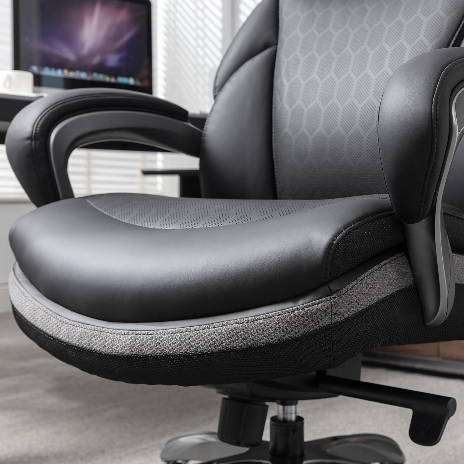 Shaquille O Neal Maximos Big  Tall Ergonomic Vegan Leather High Back Executive Office Chair BlackSilver BIFMA Compliant PopularChairscom