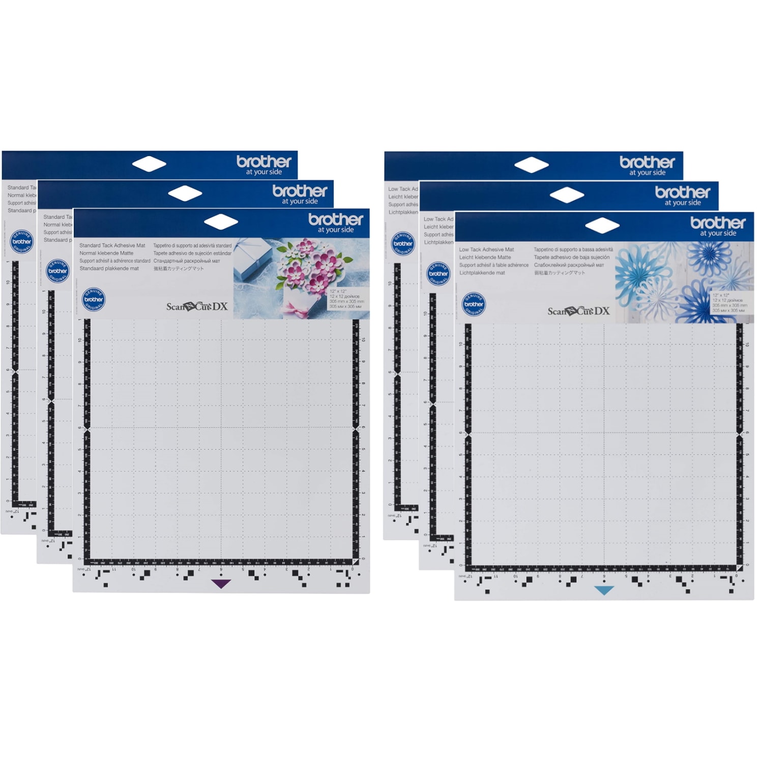 Brother ScanNCut DX Standard/Low-Tack Adhesive Mats, 12in x 12in, Set Of 6 Mats