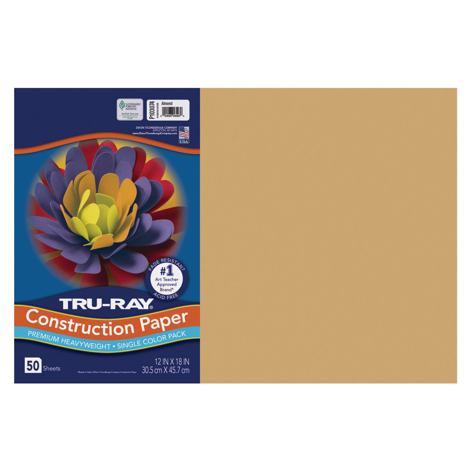 Tru-Ray Construction Paper, Heavyweight, 12in x 18in, Almond, 50 Sheets Per Pack, Set Of 5 Packs - Image 3