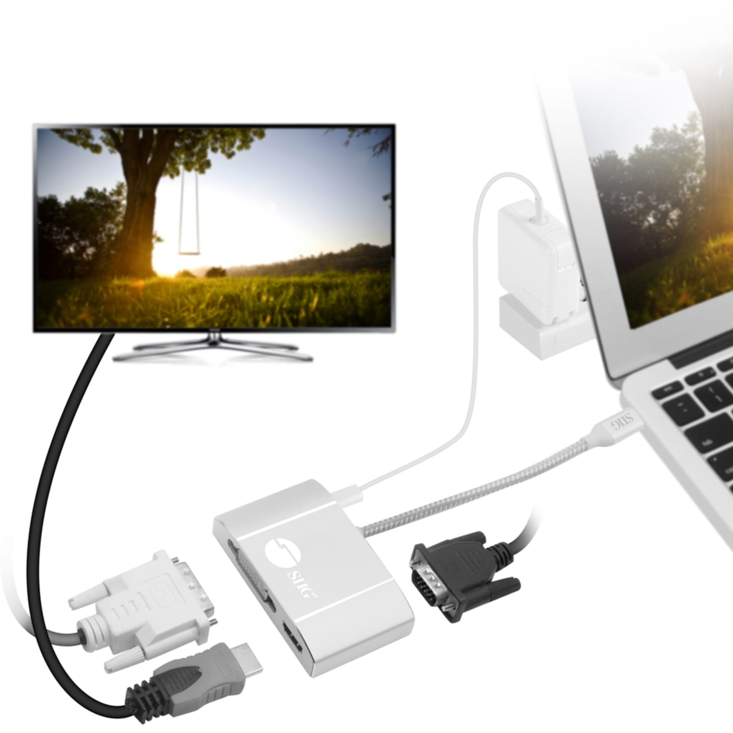 SIIG USB-C to 3-in-1 Multiport Video Adapter with PD Charging - DVI/HDMI/VGA -  - CBTC0911S1 - Image 6