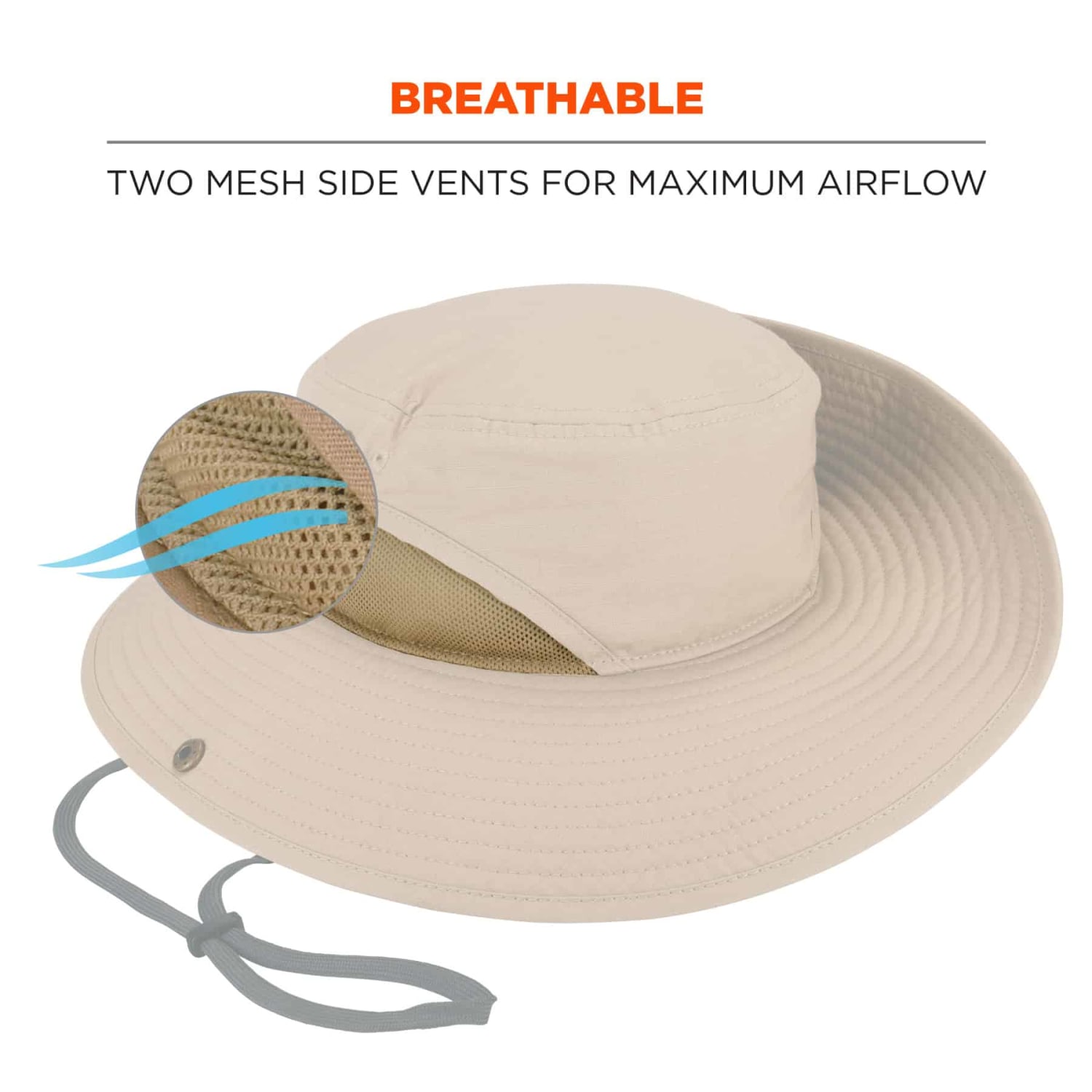 Ergodyne Chill-Its 8936 Lightweight Ranger Hat With Mesh Paneling, Small/Medium, Khaki - Image 4