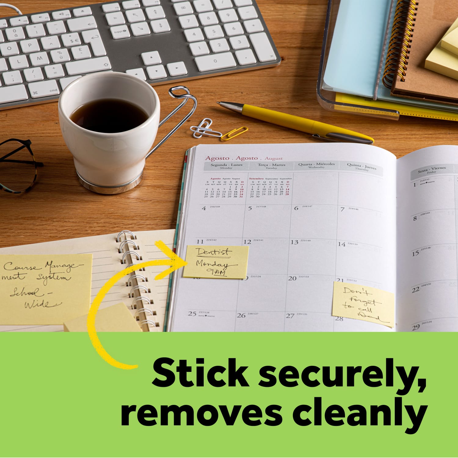 Post-it Greener Notes, 12 Pads, 3 in x 3 in, Clean Removal, School Supplies and Office Products, Sticky Notes  - 654RP - Image 6