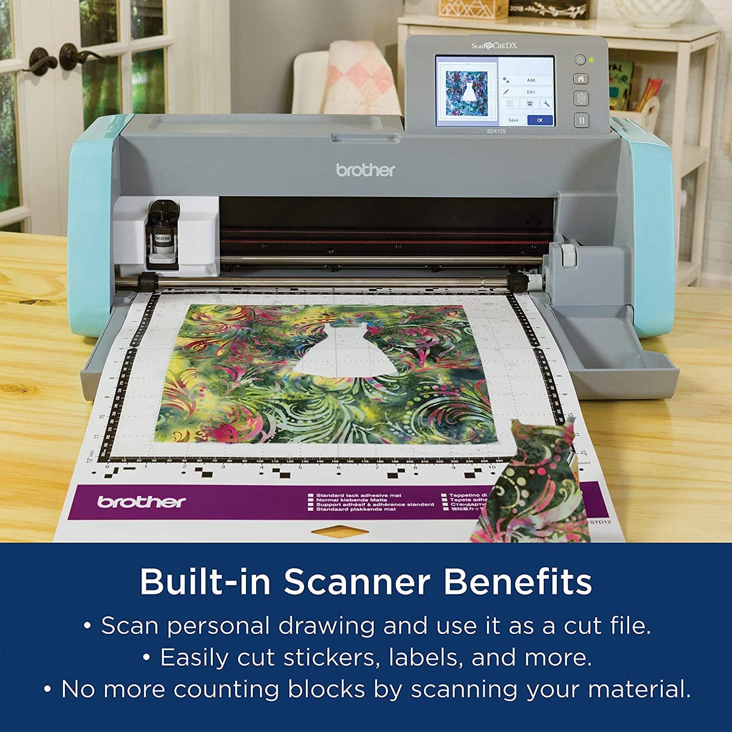 Brother ScanNCut SDX125e 9-Piece DIY Cutting Machine Set With Scanner, Blue/Gray - Image 6